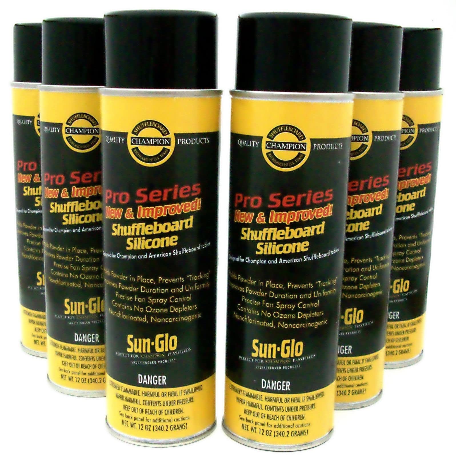 Sun-Glo Pro Silicone Shuffleboard Table Wax Spray - 6 Pack for Smooth Glide & Enhanced Gameplay - Perfect for Home Game Rooms, Bars, and Professional Tournaments