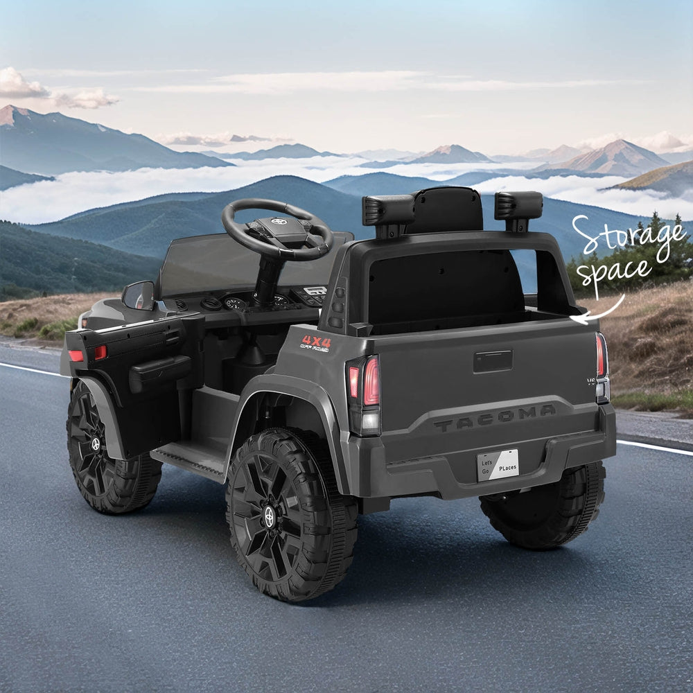 12V Kids Electric Ride-On Car - Toyota Tacoma Off-Road Jeep Toy with Remote Control (Grey) | Perfect for Outdoor Play, Birthday Gifts & Backyard Adventures