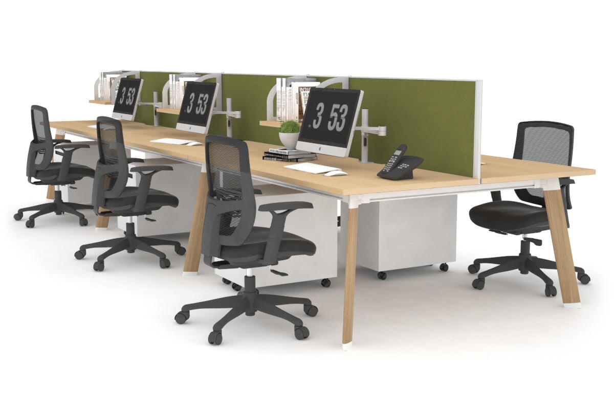 6-Person Wooden Workstation with Imprint Frame - 1600L x 700W Dimensions - Ideal for Office, Conference Room & Collaborative Workspaces