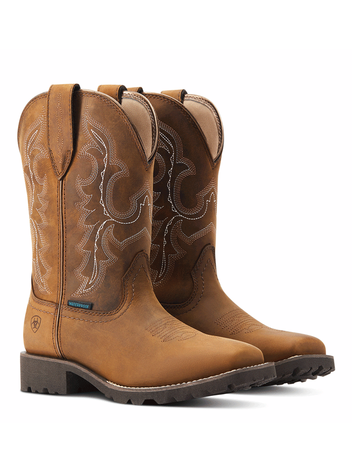 Ariat Women's Unbridled Rancher H2O Waterproof Boots - Distressed Tan Cowgirl Boots for Western Riding, Ranch Work & Outdoor Activities