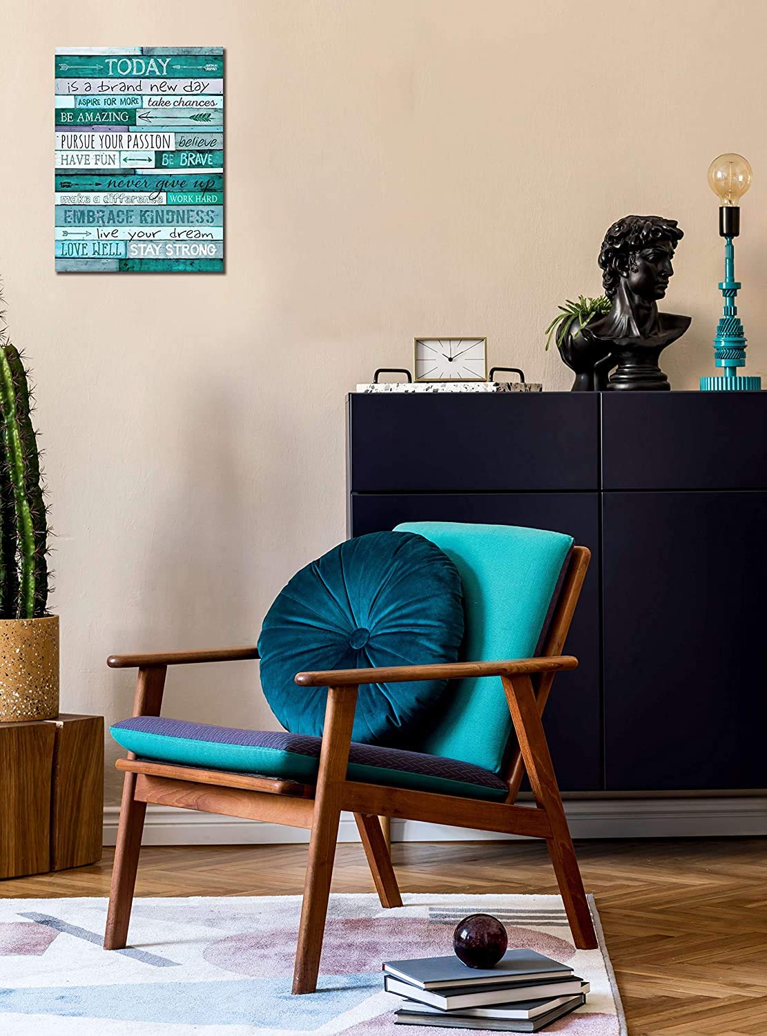 Inspirational Wall Art with Motivational Quotes - Teal Framed Office & Bedroom Decor - 8x10 Inch Home Word Artwork - Perfect for Living Room, Study & Workspace Decor