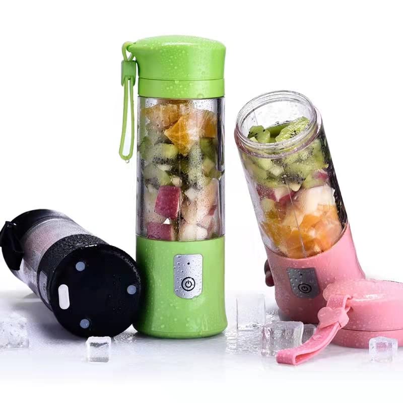 Portable USB Rechargeable Blender - 13.5Oz Mini Personal Smoothie Maker with 6 Stainless Steel Blades for Shakes, Juices & Protein Drinks | Travel, Gym, Office & Kitchen Use (Green)