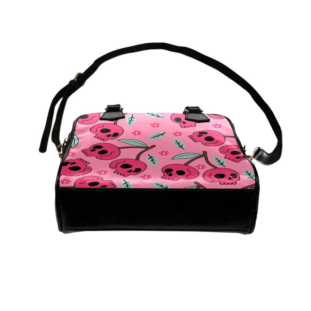 Cherry Skulls Shoulder Handbag for Women - Gothic Punk Crossbody Purse with Adjustable Strap - Perfect for Concerts, Parties, and Everyday Use