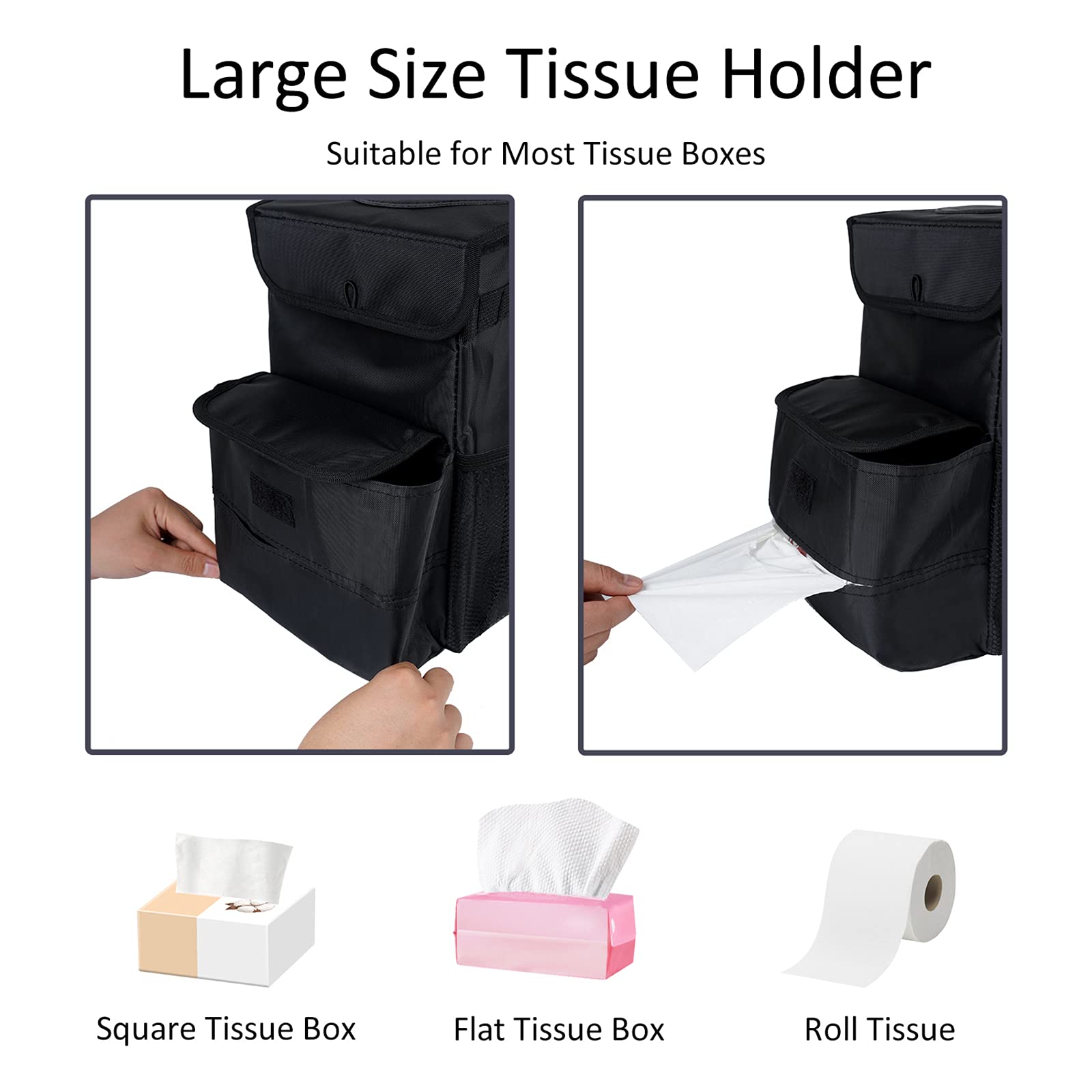 Foldable Leakproof 3 Gallon Car Trash Can - Portable Auto Garbage Bin for Road Trips, Commuting & Travel (Black)