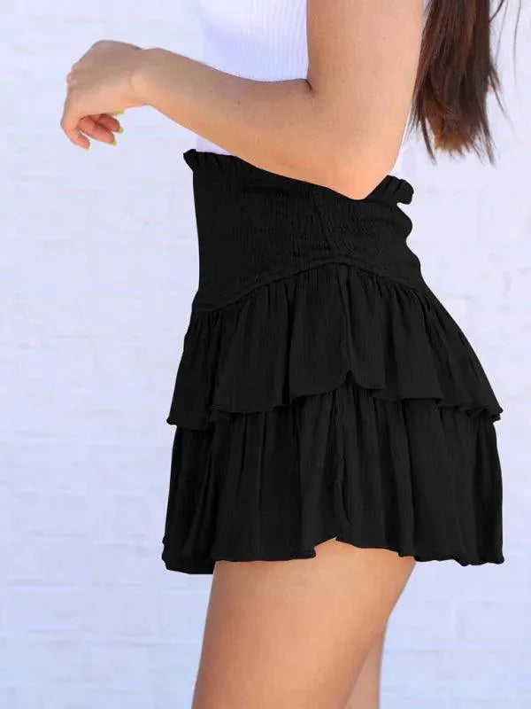 Women's Flowy Tiered Mini Skirt - A-Line High Waist Denim Skirt for Casual & Party Wear - Perfect for Summer Outfits, Dates & Beach Vacations