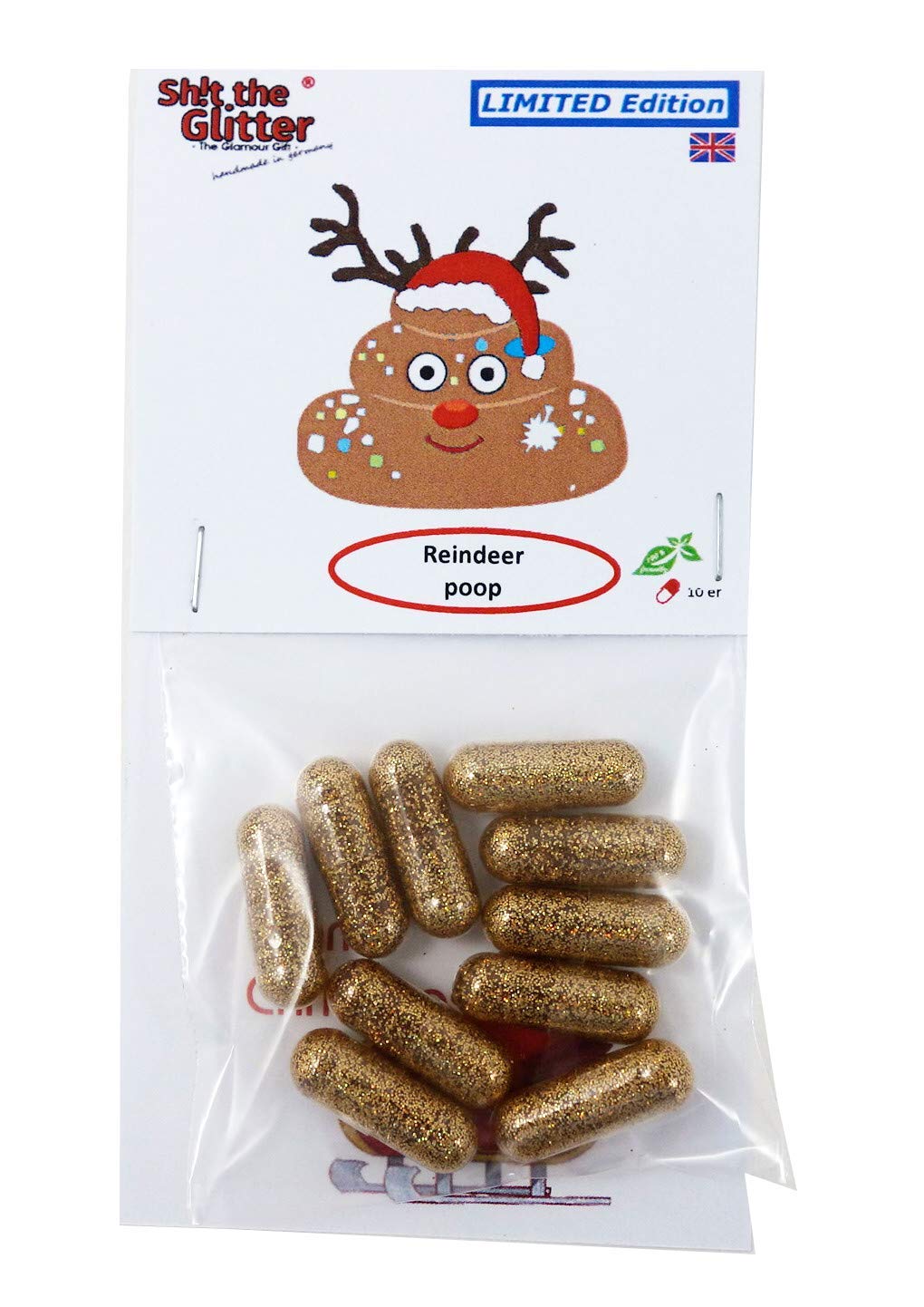 Shit the Glitter® - Christmas Novelty Gift Set (Snowman Poop, Reindeer Poop, Grinch Poop, Donkey Poop) - Funny Joke Item, Secret Santa Gift, Glamorous Present with Glitter Pills - Original Humorous Gag Gift for Christmas Parties & Office Exchanges