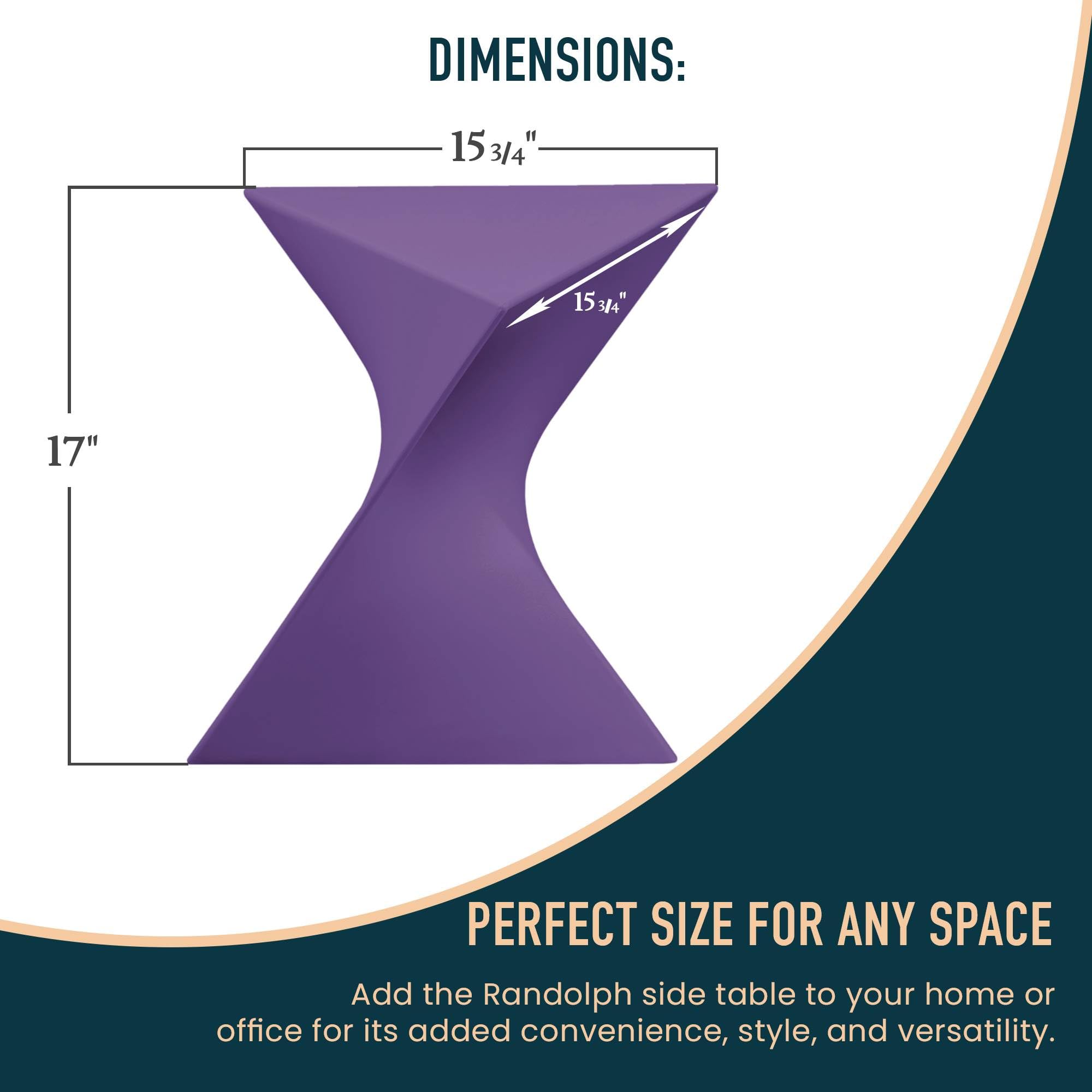 Modern Purple Accent End Table - LeisureMod Randolph Side Vanity Table for Living Room, Bedroom & Office Decor