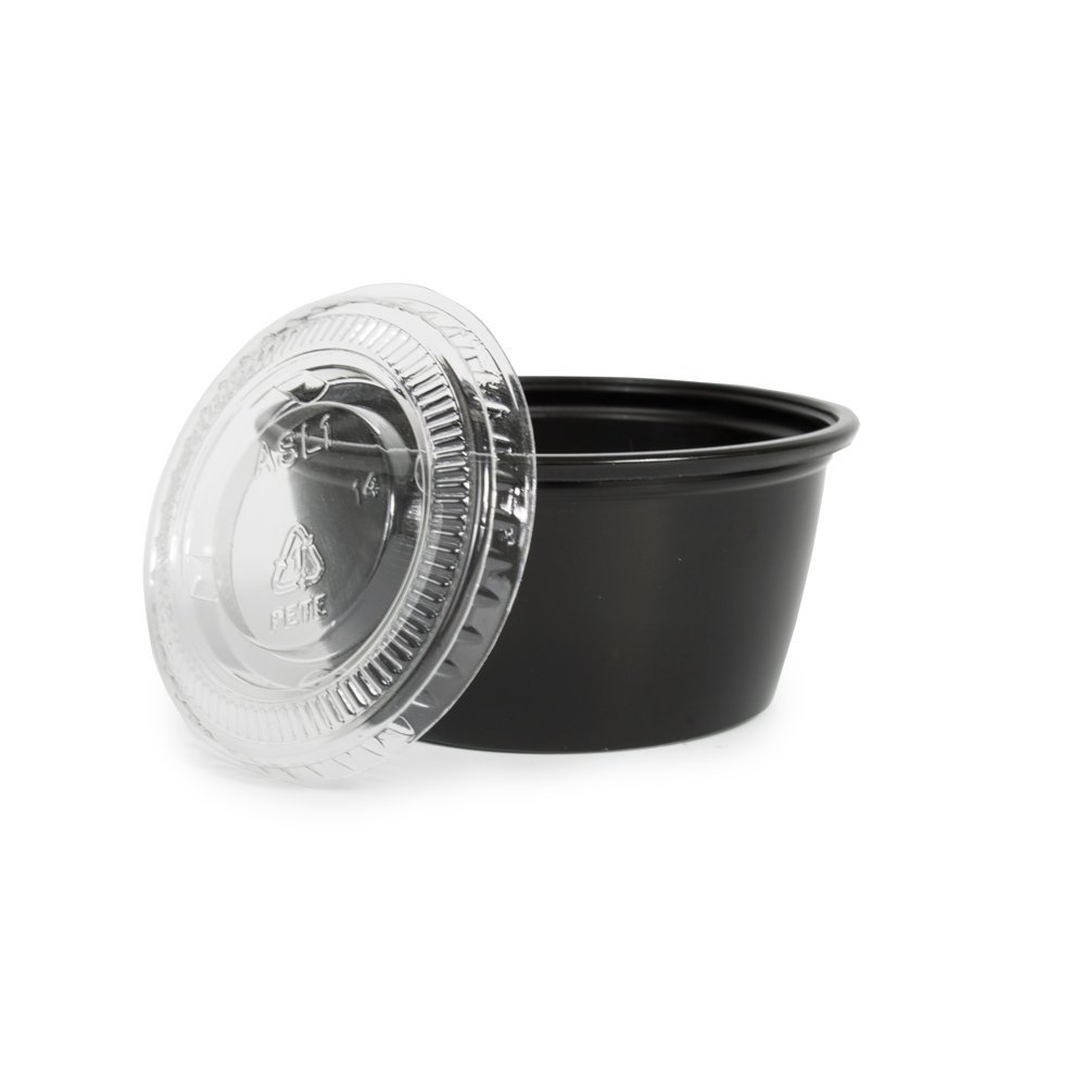 Polar Ice 2-Ounce Black Plastic Jello Shot Cups with Lids - 500-Pack | Durable & Leak-Proof Party Cups for Cocktails, Desserts & Entertaining