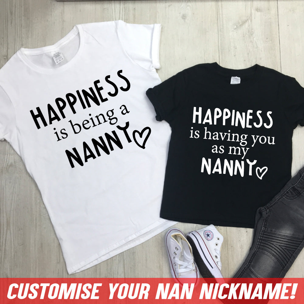 Nan Nickname Happiness Tee (MRK X) - Funny Customizable T-Shirt for Men & Women - Perfect for Casual Wear, Gifts, and Family Reunions