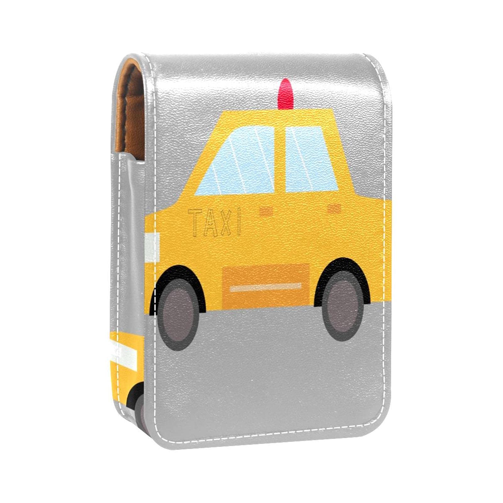 Busy Taxi Lipstick Case with Mirror - Travel Cosmetic Pouch for Purse Organizer