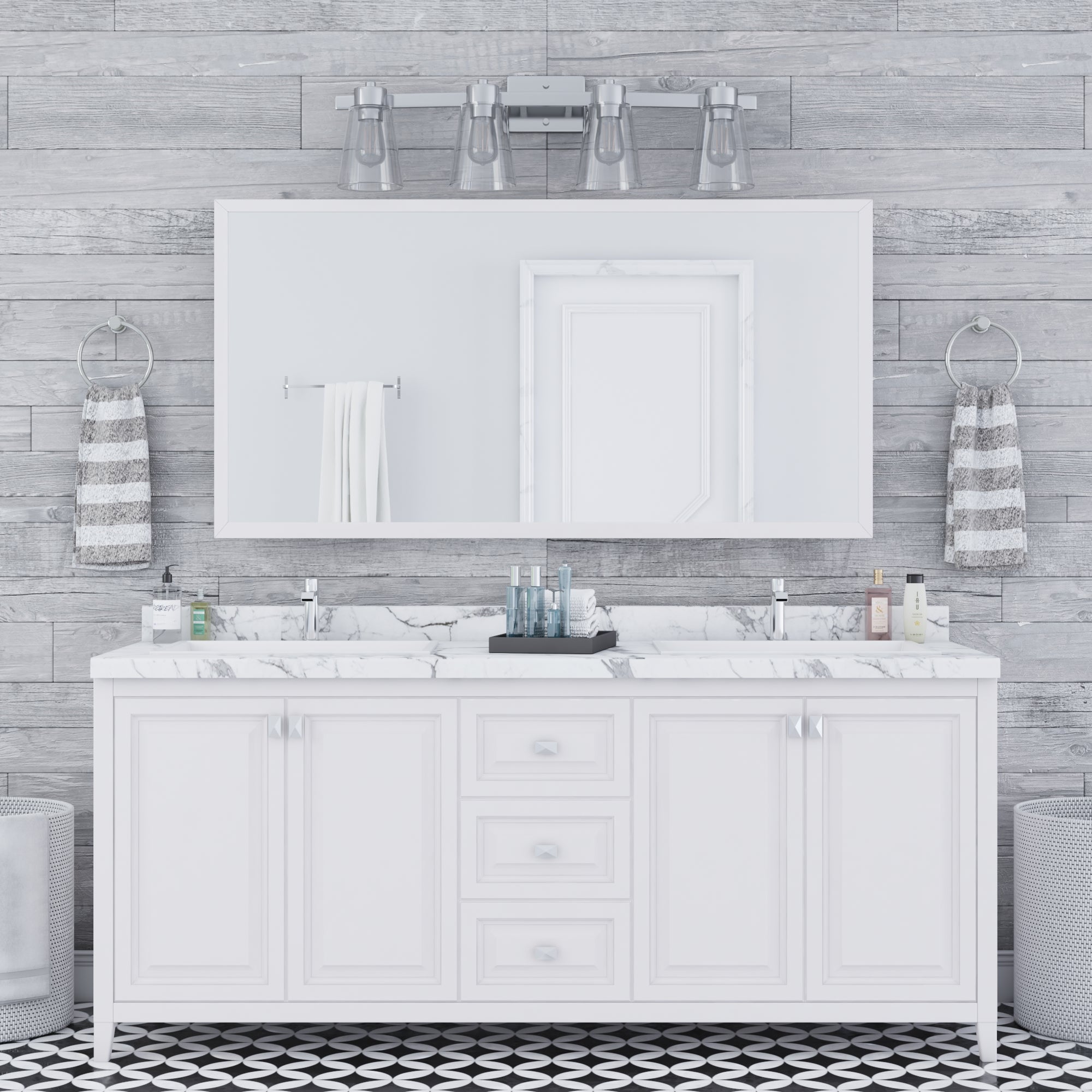 Fairendale 4-Light Brushed Nickel Vanity Light with Clear Glass Shades - Perfect for Bathroom, Bedroom, and Dressing Room Lighting