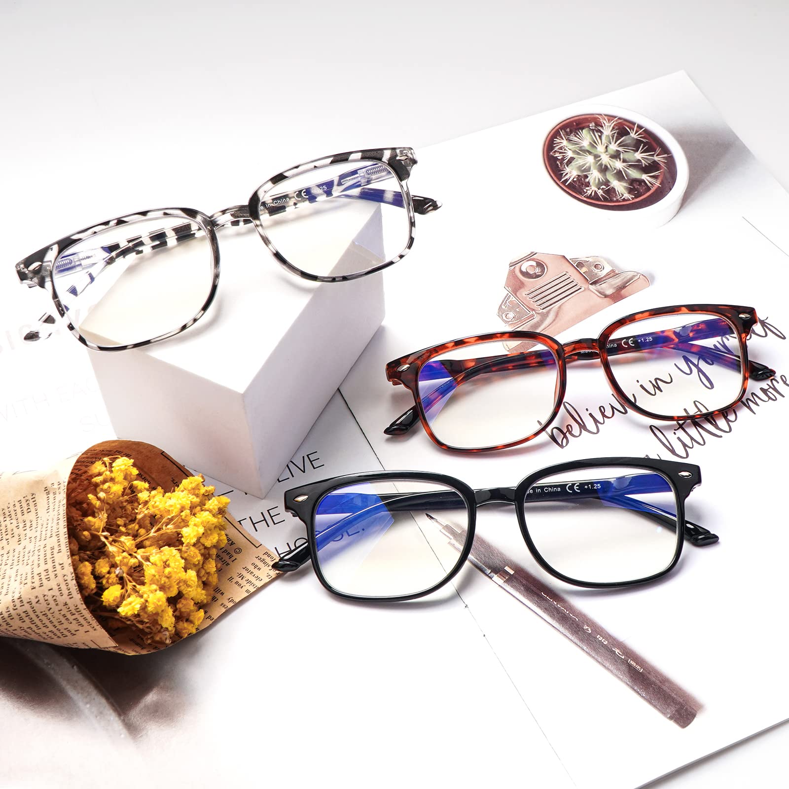 Anti Blue Light Reading Glasses for Women & Men - Progressive Multifocal Lens, Stylish Eyeglass Frames for Computer Work, Gaming & Digital Eye Strain Relief