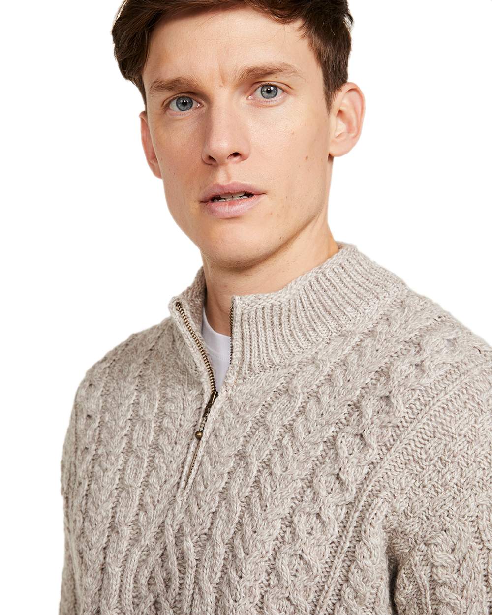 Aran Supersoft Merino Wool 1/2 Zip Sweater for Men & Women - Cozy Winter Pullover for Outdoor Activities & Casual Wear