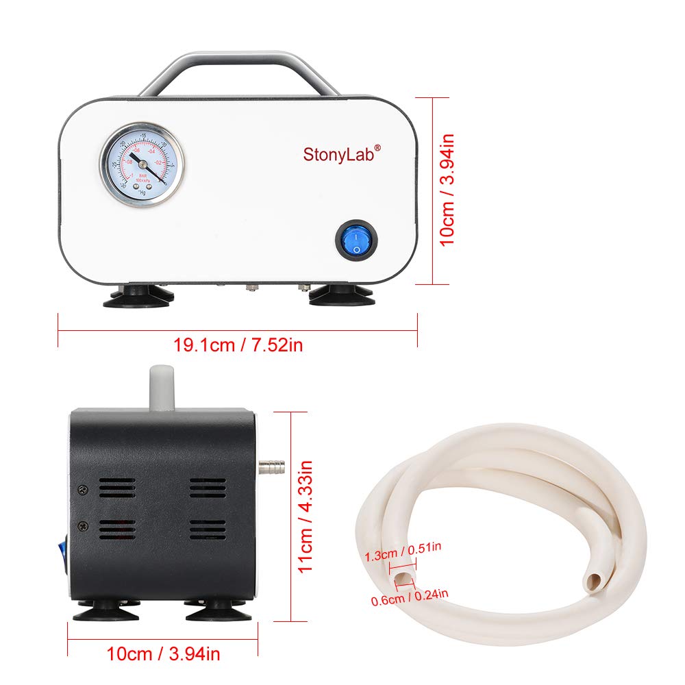 Stonylab Compact Oil-Free Diaphragm Vacuum Pump - 10 L/min Flow Rate for Laboratory Filtration & Distillation - 110-220V - Ideal for Chemistry Labs, Scientific Research, and Industrial Applications