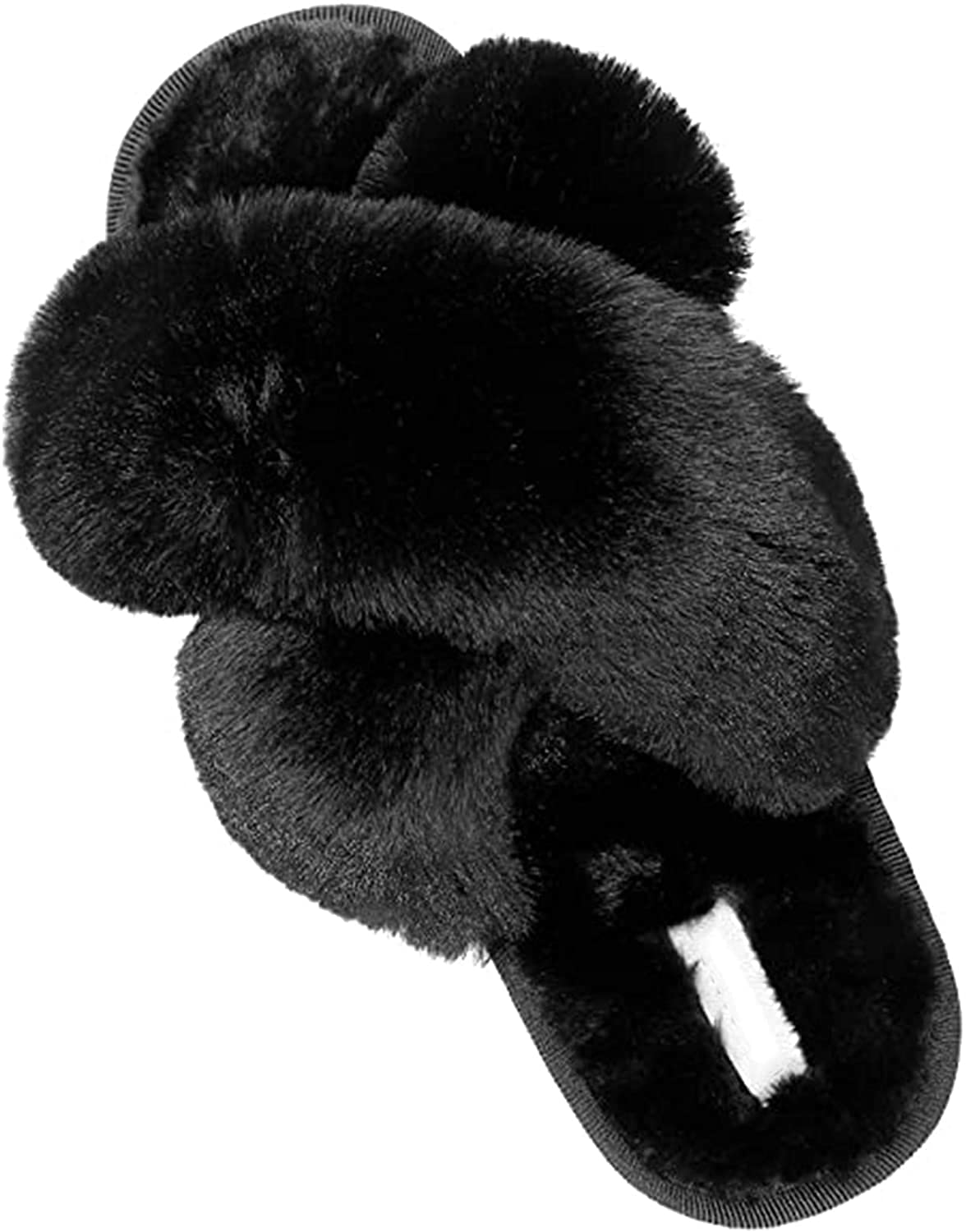 YIQQWS1018 Memory Foam Slippers for Women & Men - Soft Fuzzy Plush Lined House Shoes with Anti-Skid Rubber Sole for Indoor & Outdoor Use (Black, X-Large) - Perfect for Home, Office, and Backyard Relaxation
