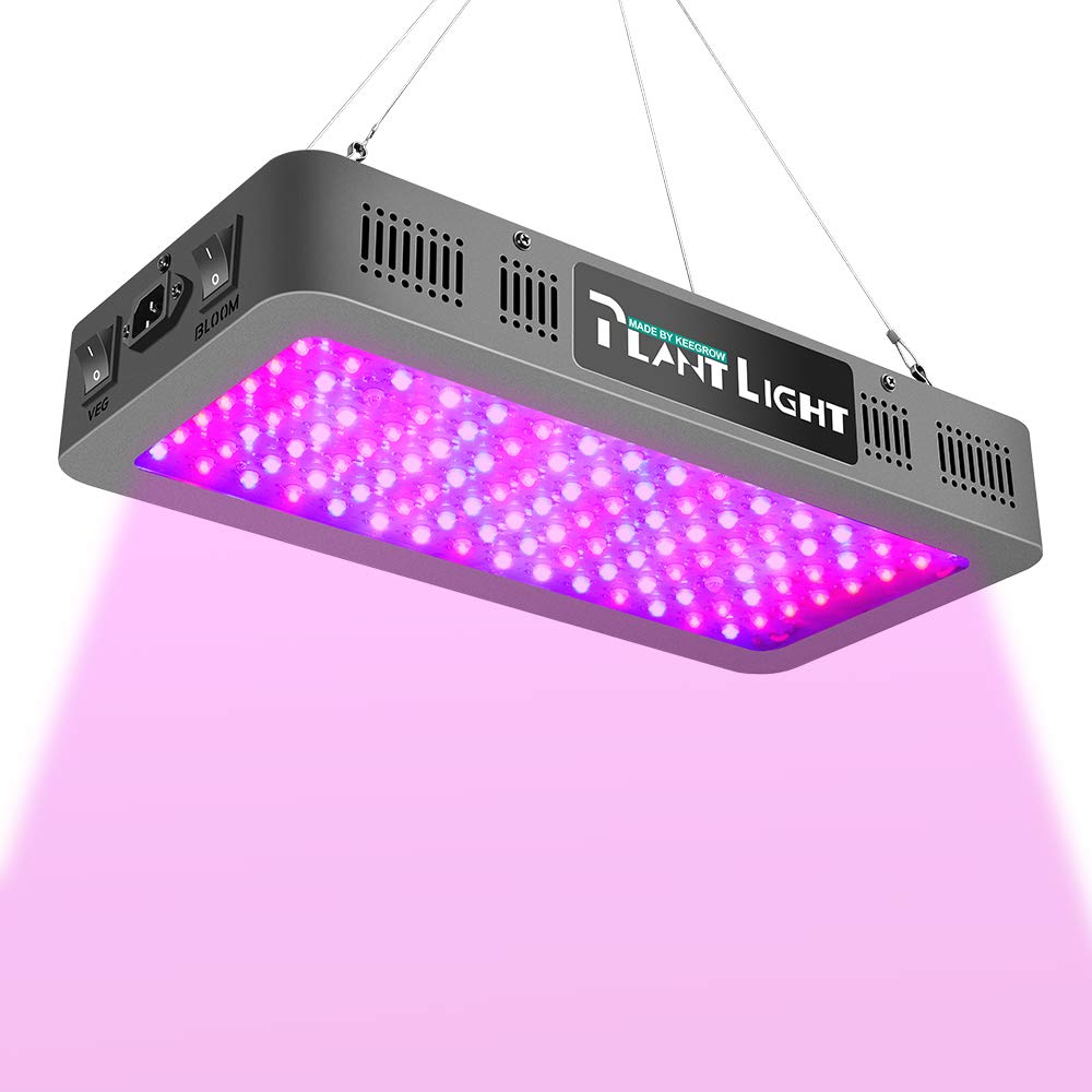 KEEGROW 1200W Full Spectrum LED Grow Light with Veg/Bloom Switch, IR & UV - Daisy Chain Indoor Plant Light for Hydroponics, Greenhouse & Grow Tents - Perfect for Seedlings, Vegetables & Flowering Plants