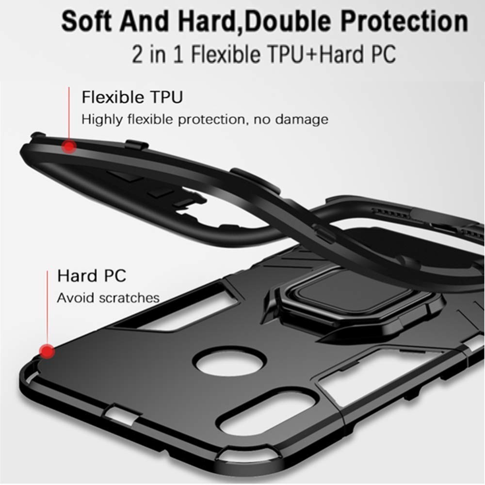 Xiaomi Mi 10T/10T Pro 5G Case - 2-in-1 Hybrid Heavy Duty Armor Shockproof Cover with Kickstand & Tempered Glass Screen Protector (2 Pack, Black) - Perfect for Work, Travel & Outdoor Activities