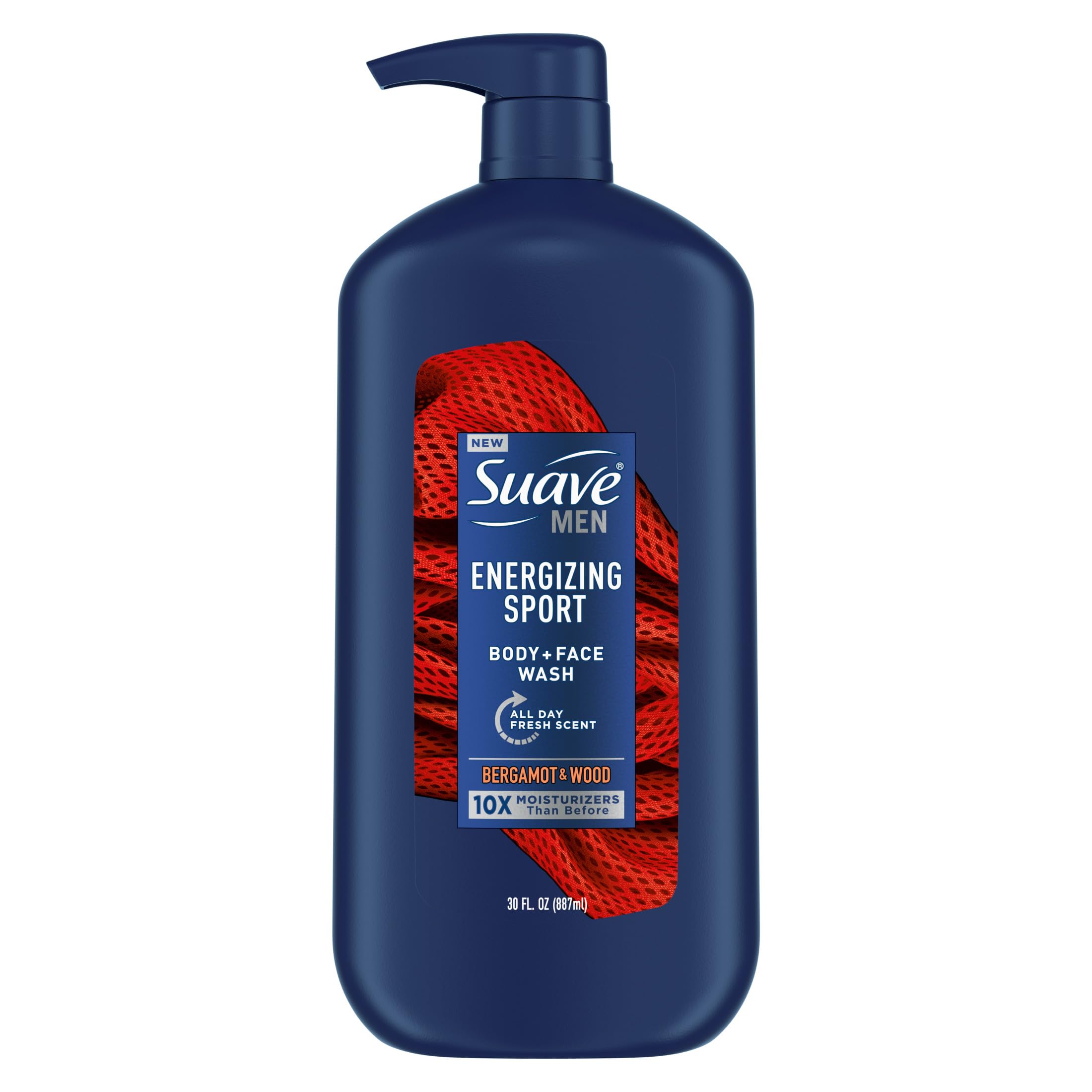 Suave Men Face & Body Wash for Men - Energizing Sport Scent, 30 oz - Refreshing Shower Gel for Gym, Workout & Active Lifestyle
