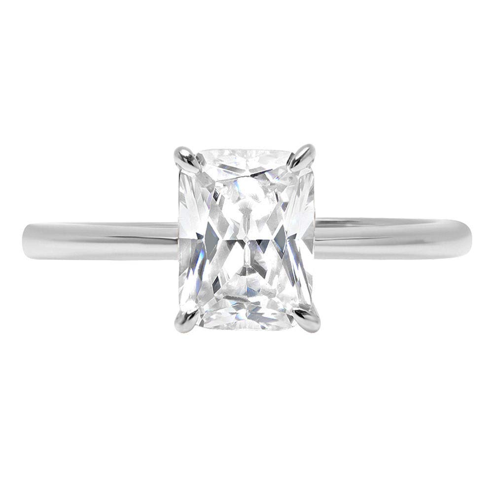1.0 ct Brilliant Radiant Cut Solitaire Moissanite Engagement Ring - VVS1 D Color, 14K White Gold 4-Prong Setting for Women | Perfect Wedding, Bridal, Promise & Anniversary Jewelry Gift for Her