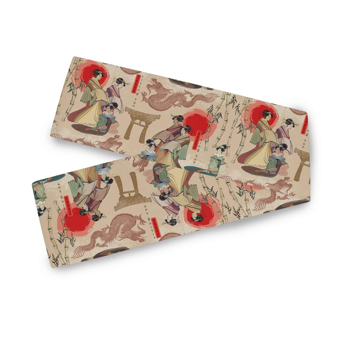 Japanese Oriental Dragon Table Runner 13x70 Inch - Rectangle Polyester Tablecloth for Office, Kitchen, Dining, Wedding, Party, Home Decor - Perfect for Coffee Tables & Holiday Celebrations
