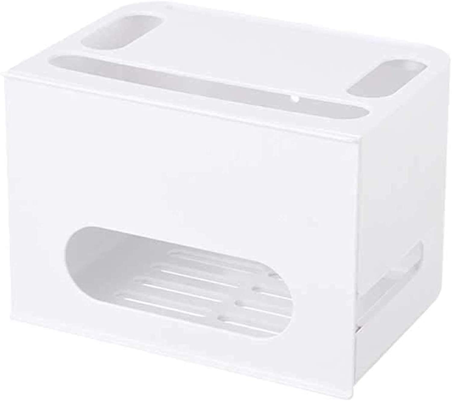 Nevup Double Drawer Router Storage Box - Cable Organizer for Wireless Router, Connectors & Cards | Perfect for Home Office & Entertainment Center Organization