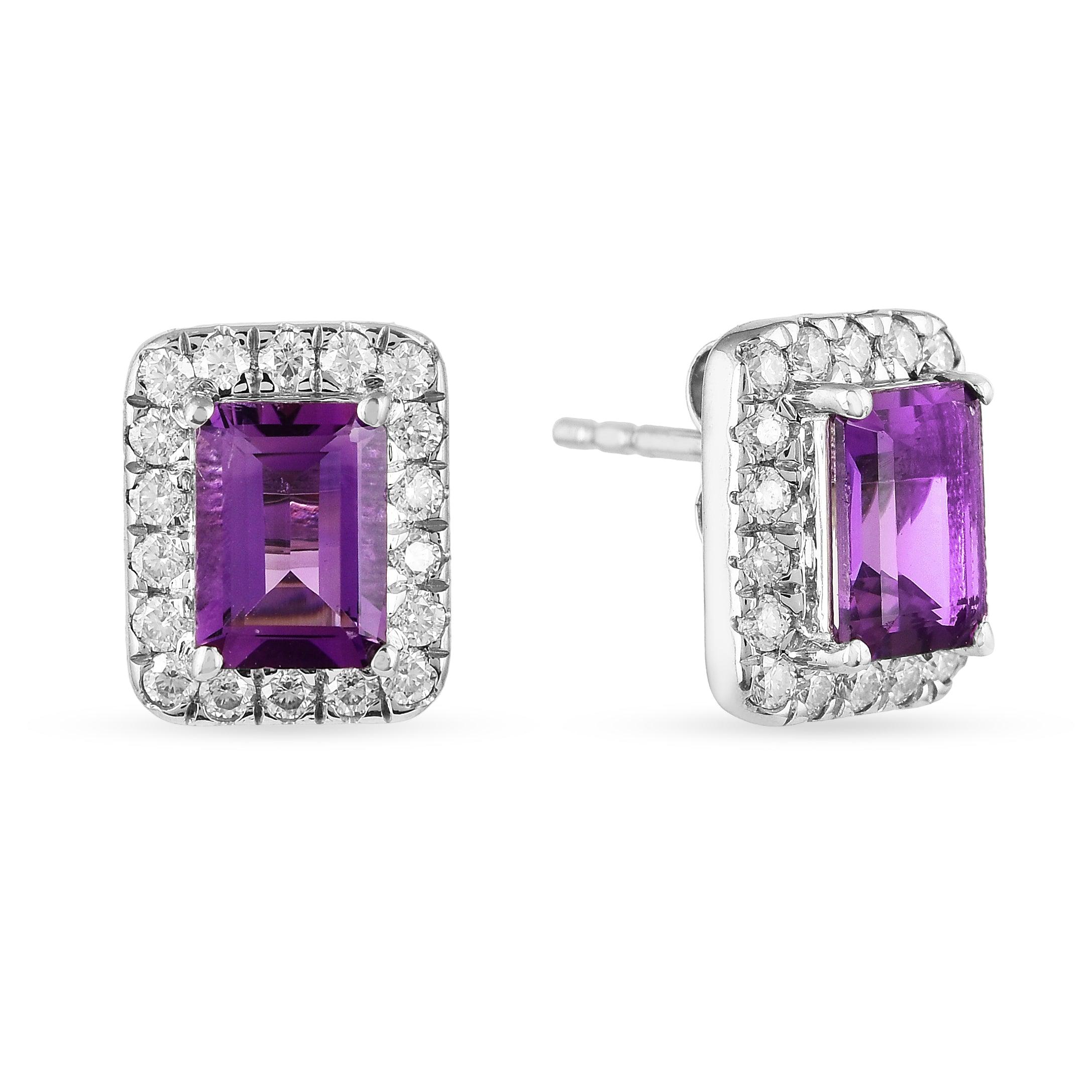 Natural Amethyst Octagon Stud Earrings for Women - Healing Crystal Jewelry, Dainty Purple Gemstone Earrings for Everyday Wear, Gift for Her | Perfect for Office, Date Night & Special Occasions