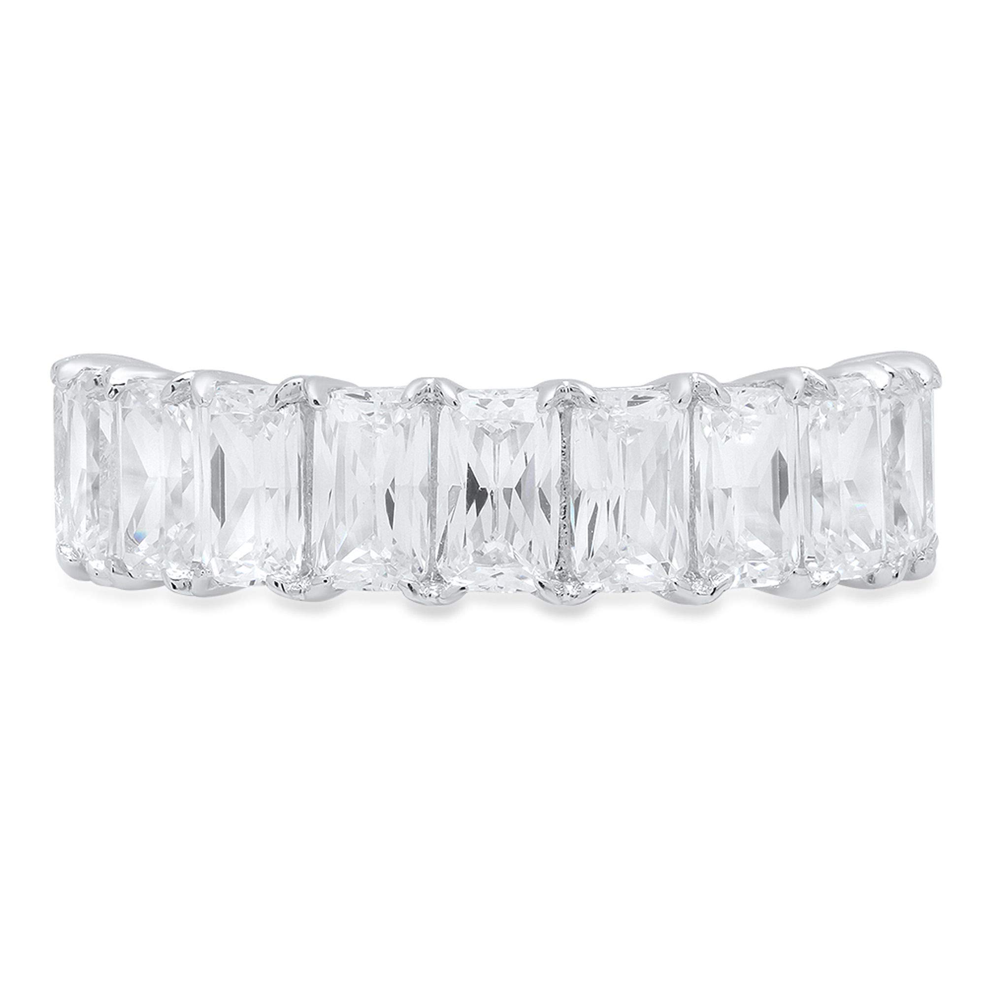 2.70 ct Brilliant Emerald Cut Simulated Diamond CZ Wedding Band in 14K Solid White Gold - Elegant Bridal Ring for Engagement, Promise & Anniversary Gifts