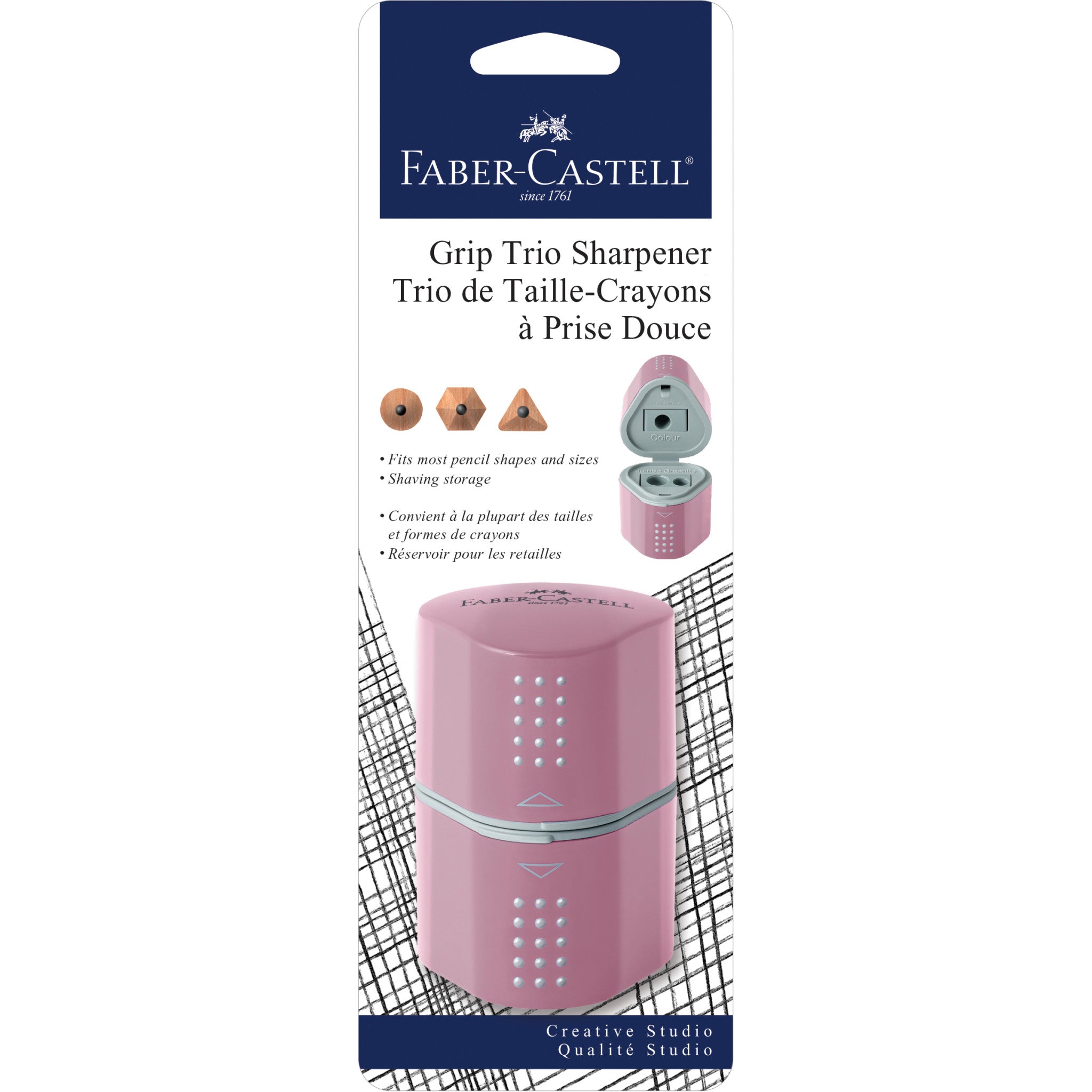 Premium Grip Trio Pencil Sharpener - Rose Shadows Design #770307 | Perfect for School, Office & Art Supplies Organization