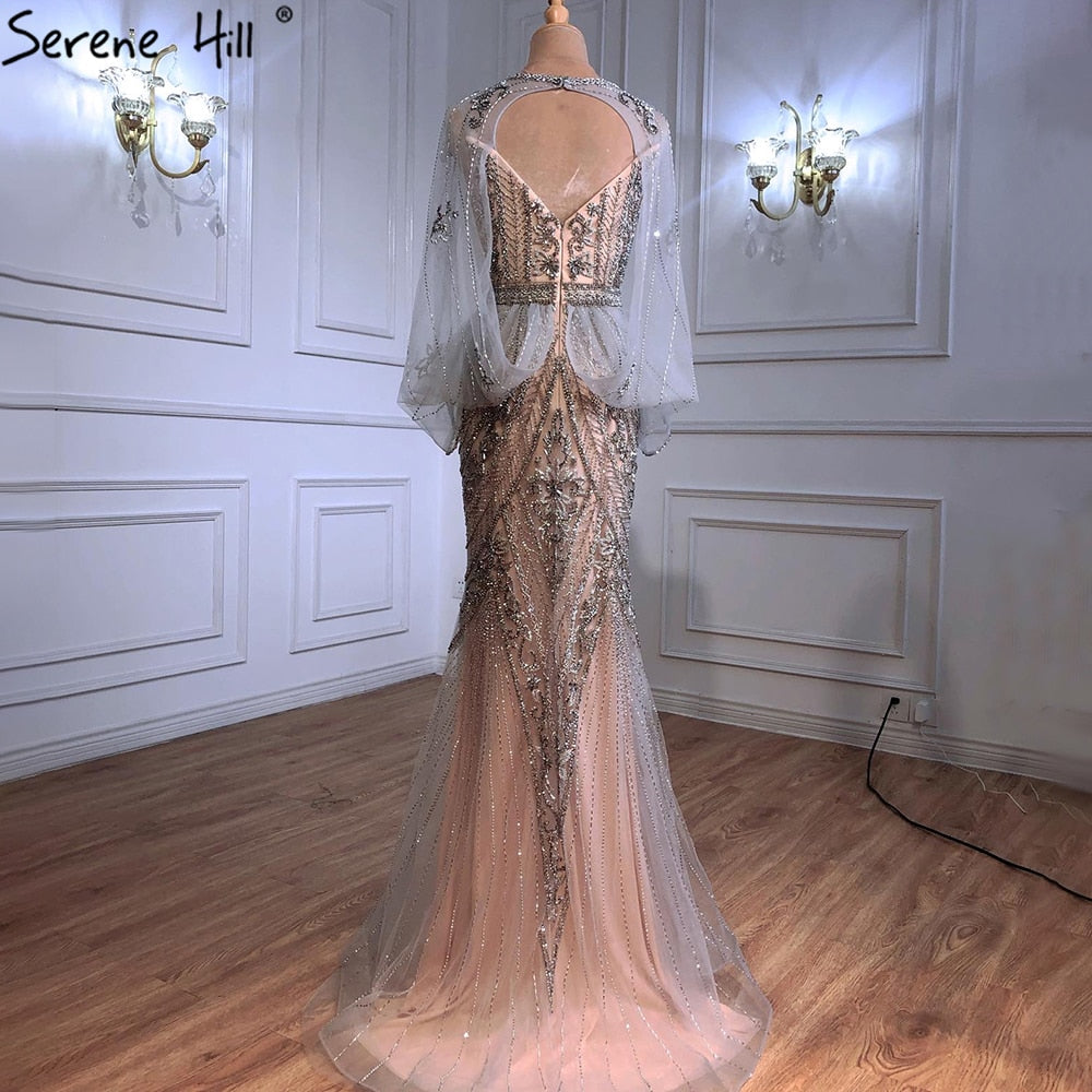 Serene Hill Luxury Nude Silver Evening Gowns 2025 - Sexy Mermaid Beaded Dresses for Women - Elegant Formal Party Wear for Prom, Gala & Red Carpet Events