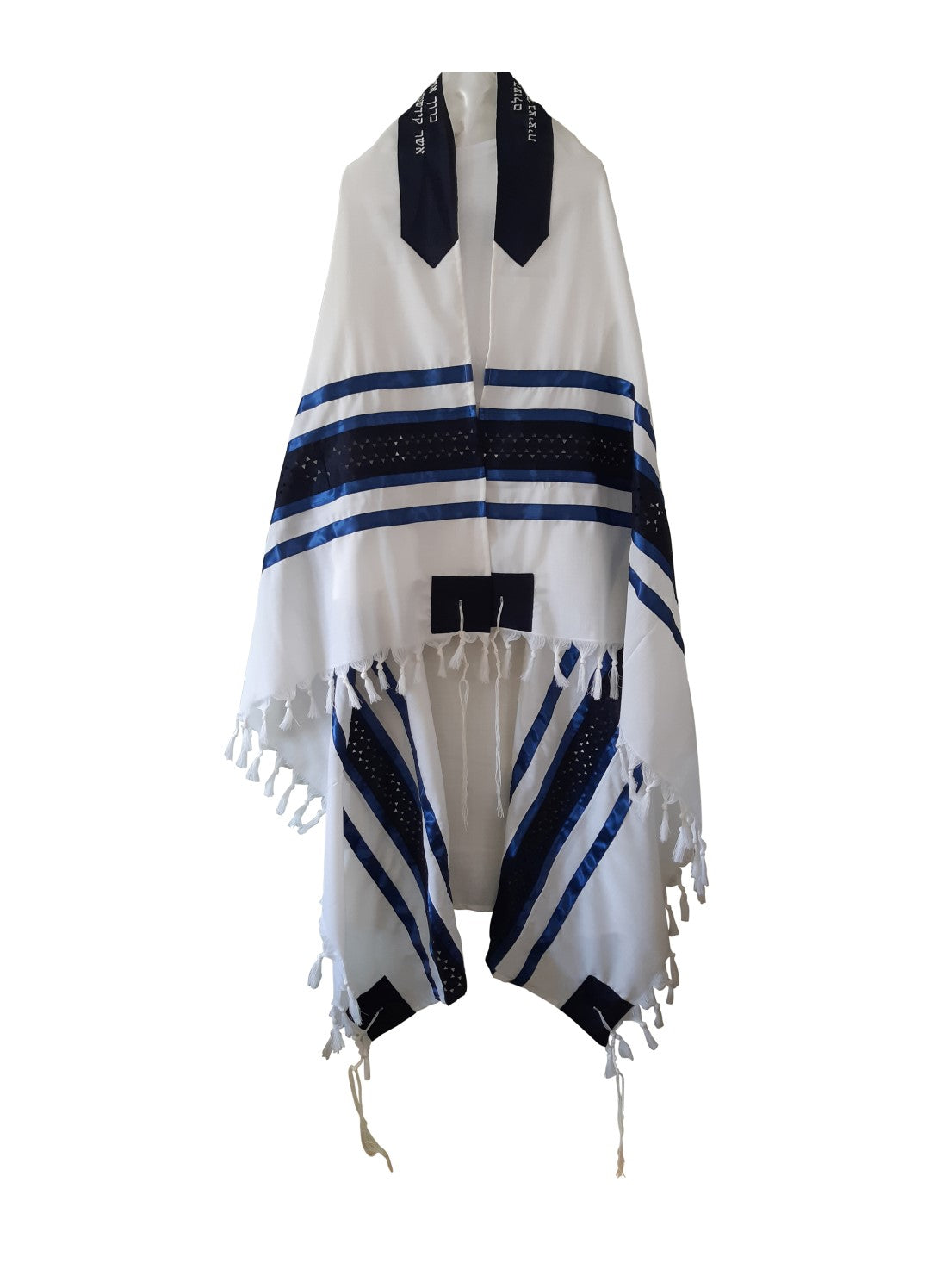 Handmade Elegant Magen David Wedding Tallit Shawl - Blue & White Jewish Prayer Scarf for Brides, Bar Mitzvah & Special Ceremonies