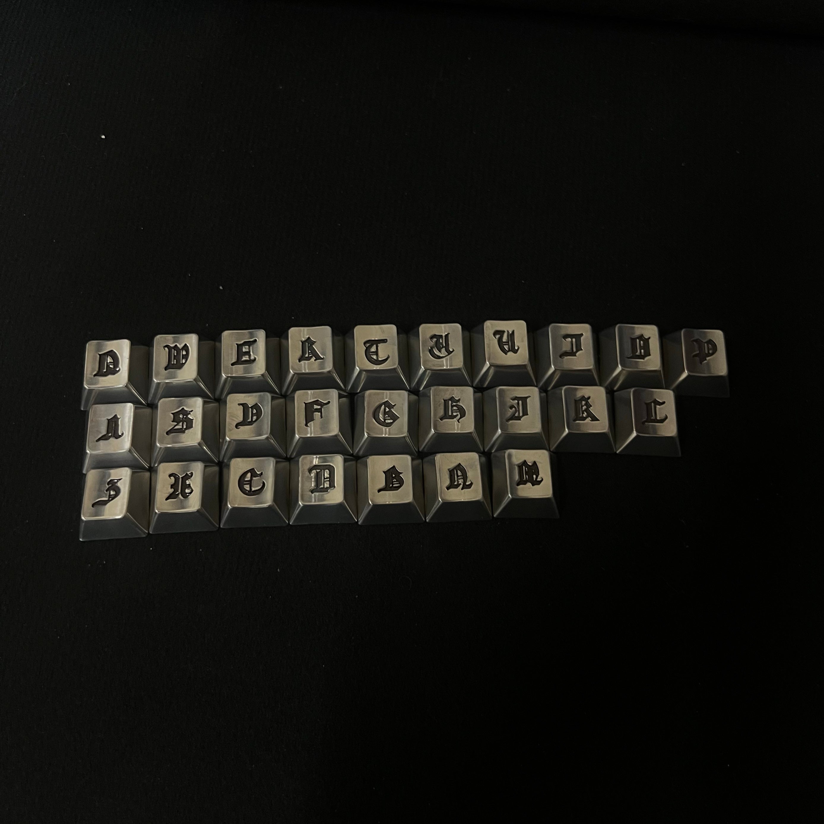 Gothic Style Metal Cherry Keycap - 26 Letters Personalized Mechanical Keyboard Keycap for Gaming & Typing Enthusiasts | Perfect for Custom Keyboards & Unique Typing Experience