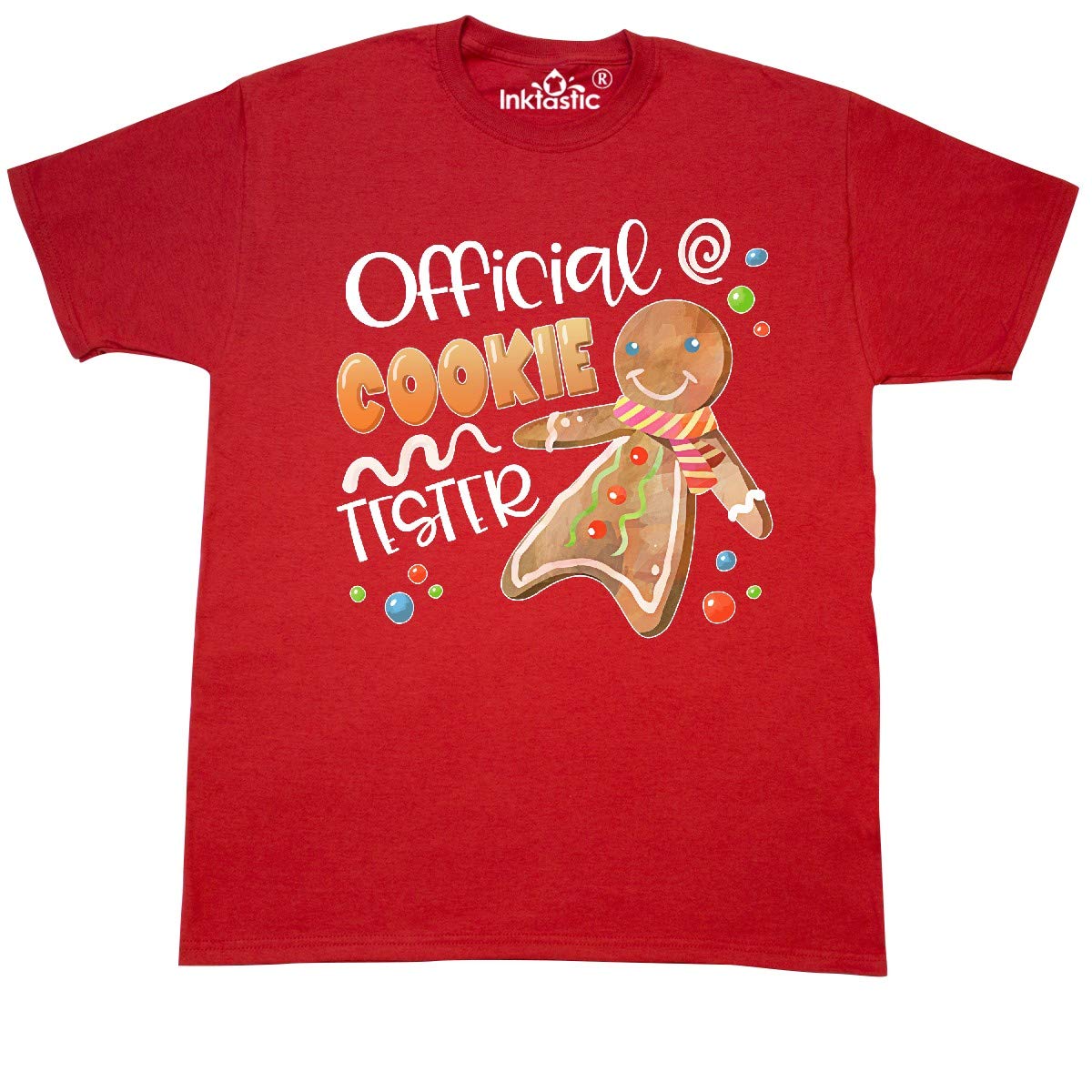 Inktastic Official Cookie Tester Cute Gingerbread Graphic T-Shirt - Funny Christmas Baking Tee for Women & Men - Perfect Gift for Bakers & Cookie Lovers