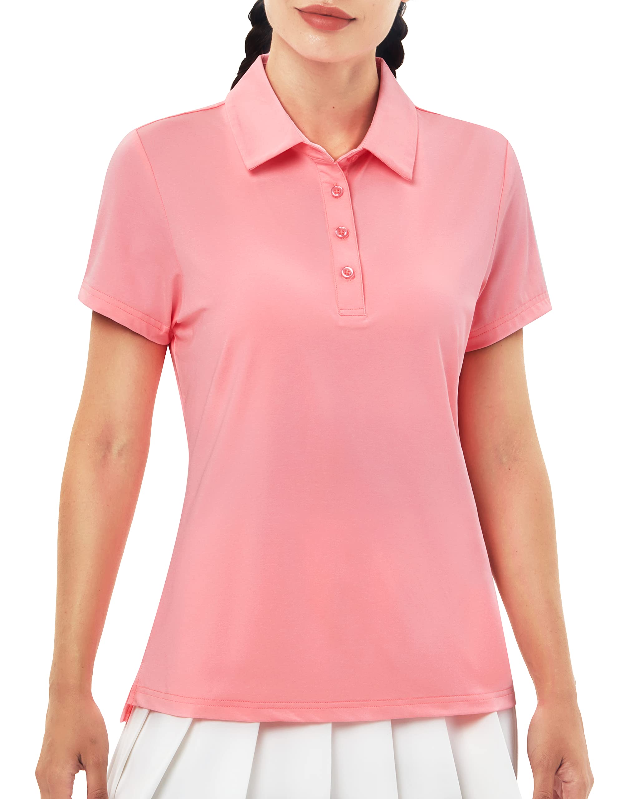 ISEEGZ Women's Lightweight Quick-Dry Golf Polo Shirt - Short Sleeve Moisture Wicking Workout Top for Golf, Tennis, Office & Casual Wear
