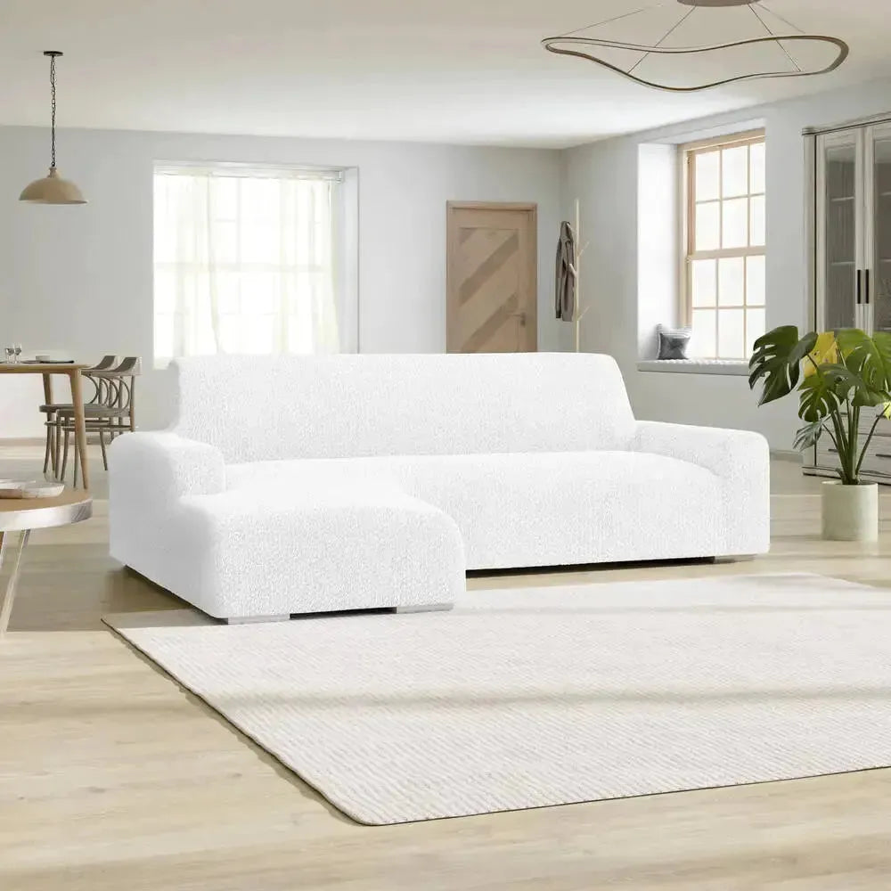 L Shaped Sofa Slipcover with Left Chaise - Soft Velvet Stretchable Couch Cover - Perfect for Living Room, Home Theater & Family Gatherings
