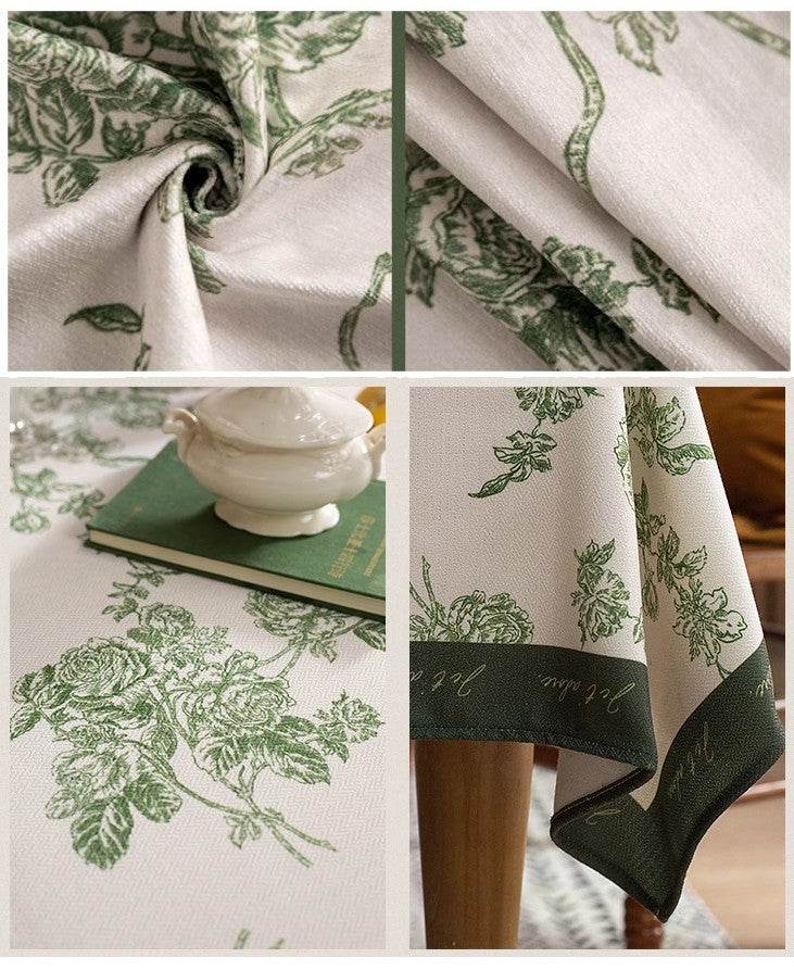 Elegant French Style Chenille Flower Tablecloth for Dining Table - Modern Rectangle Table Cover for Oval Table - Perfect for Dinner Parties, Holiday Gatherings & Home Decor