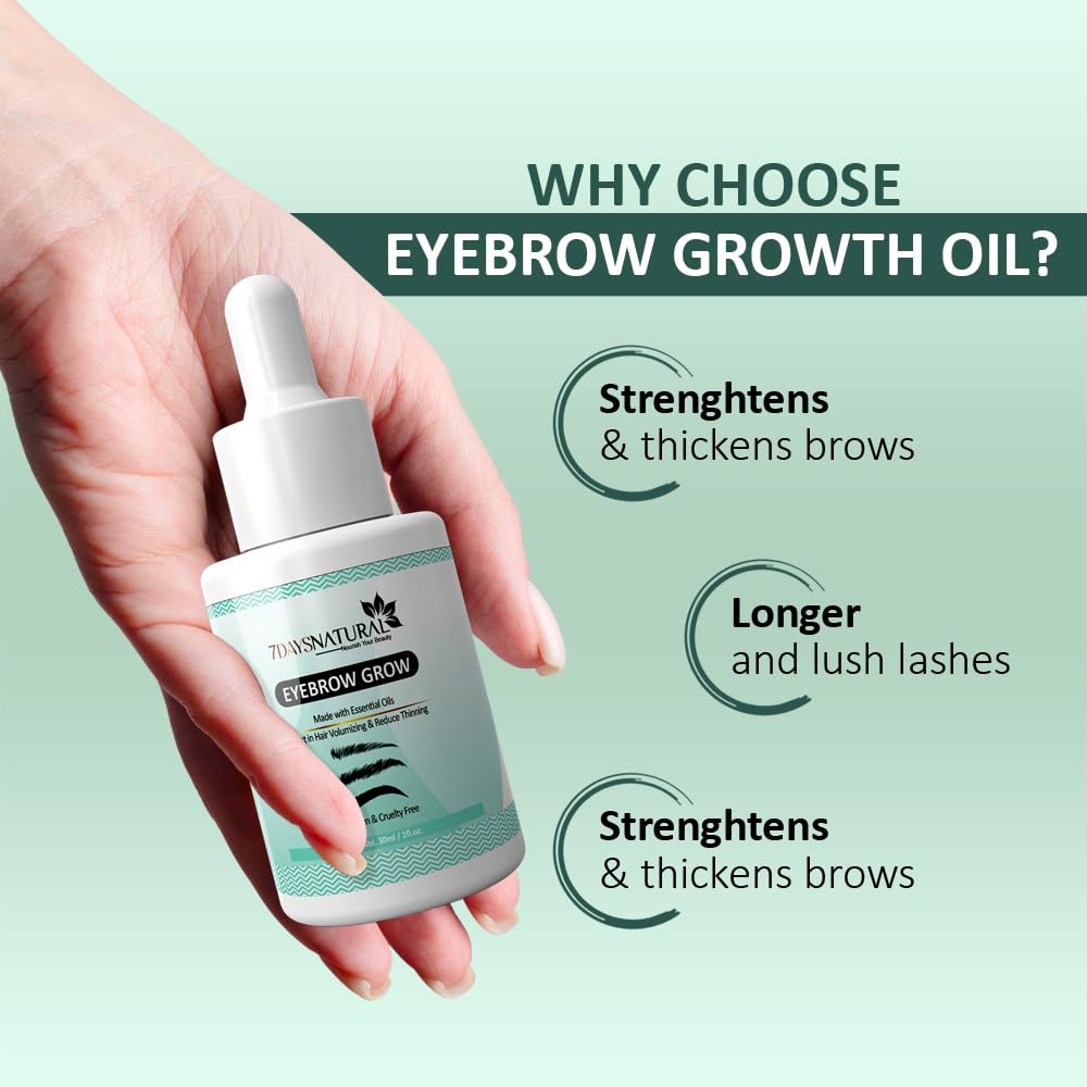 7 Days Eyelash & Eyebrow Growth Serum with Castor Oil & Vitamin E - Natural Lash Enhancer for Longer, Thicker Lashes & Brows - Lightweight, Non-Greasy Formula (30ml) - Perfect for Nighttime Use & Makeup Prep