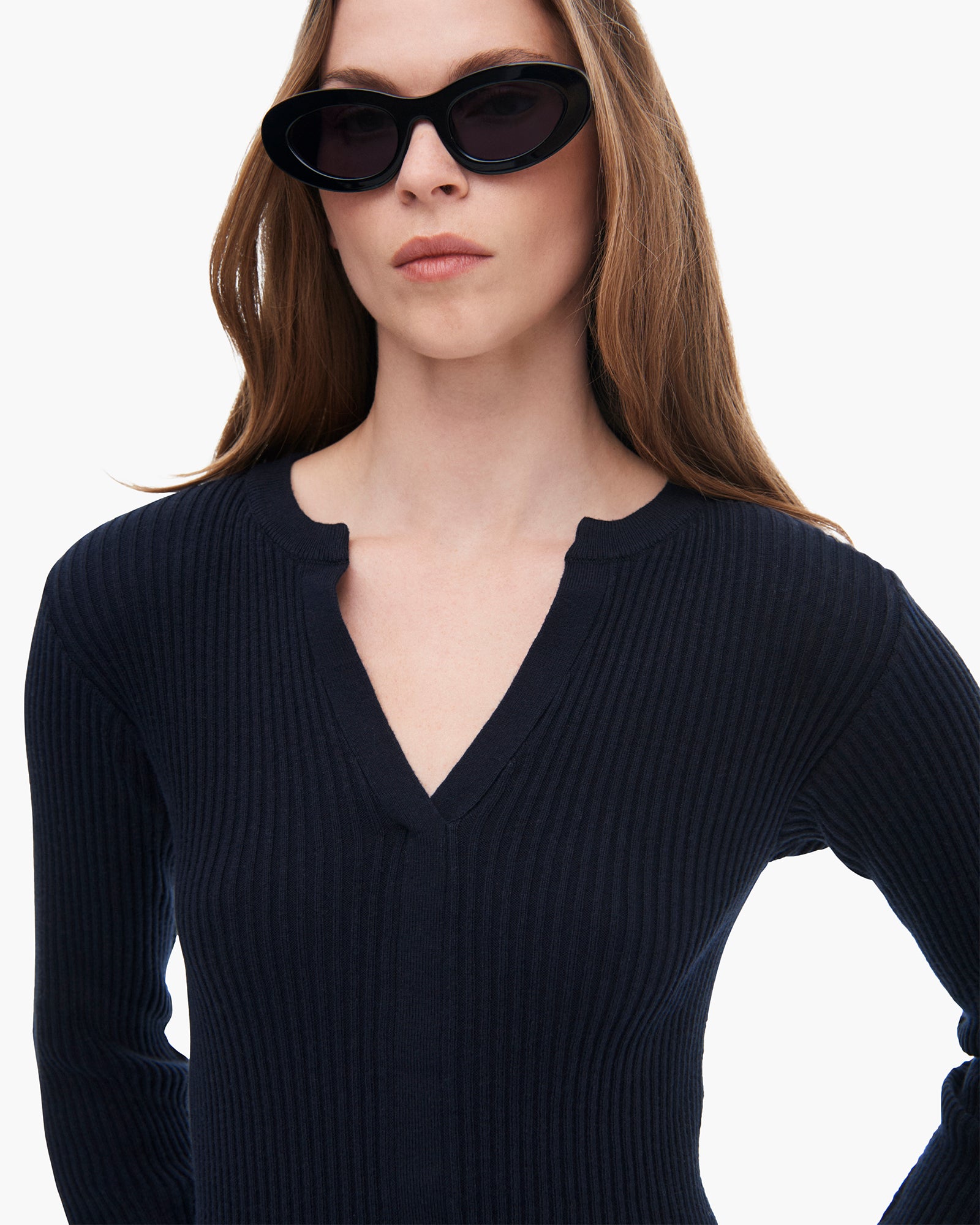 Soft Cotton Cashmere Ribbed Turtleneck Cardigan Sweater for Women - Dark Navy | Cozy Winter Pullover for Office, Date Night & Casual Outfits
