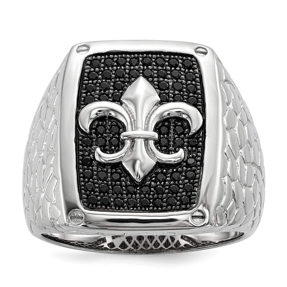 925 Sterling Silver Black CZ Cubic Zirconia Simulated Diamond Men's Ring - Size 9 10 11 - Elegant Jewelry Gift for Him - Perfect for Weddings, Anniversaries & Special Occasions