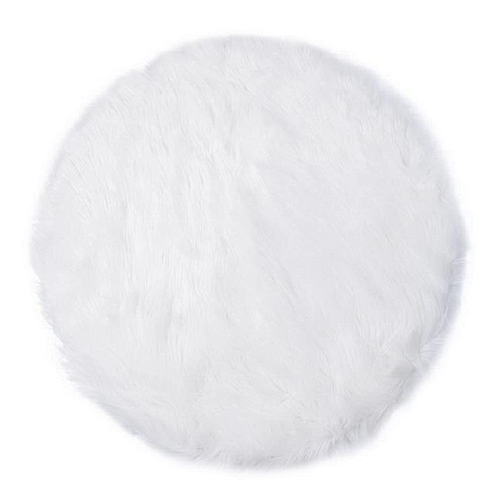 Soft Round Fur Rug - 90x90cm Plush Artificial Fur Carpet for Living Room, Bedroom & Sofa - Cozy Home Decor (White) | Perfect for Floor Seating, Nursery & Pet Areas
