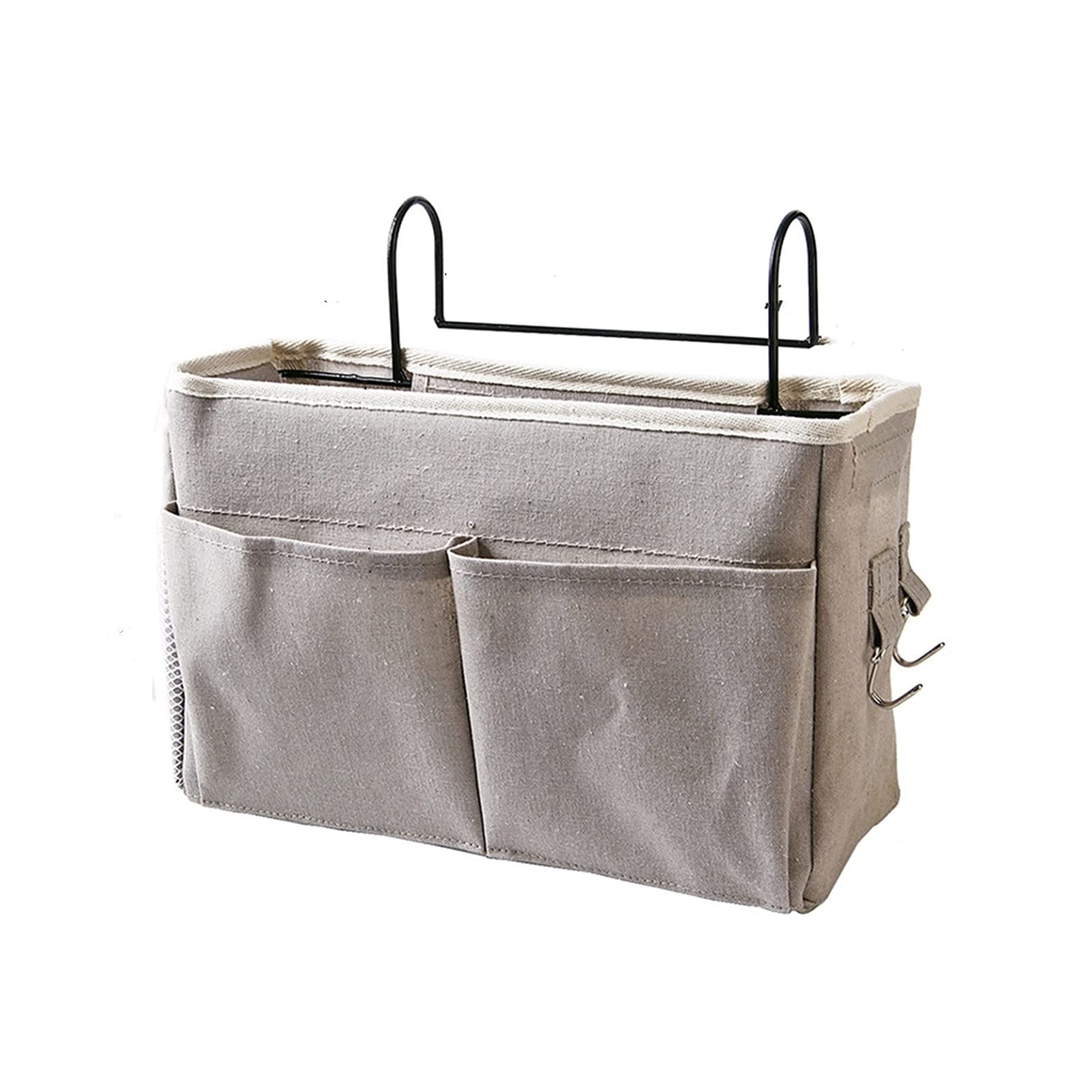 Canvas Bedside Hanging Organizer Bag - Multi-Purpose Storage Caddy for Remote Controls, Phones, iPad, Kindle & Magazines - Perfect for Sofa, Recliner & Bedroom Organization (Color: B) - Keep Your Living Space Neat & Tidy