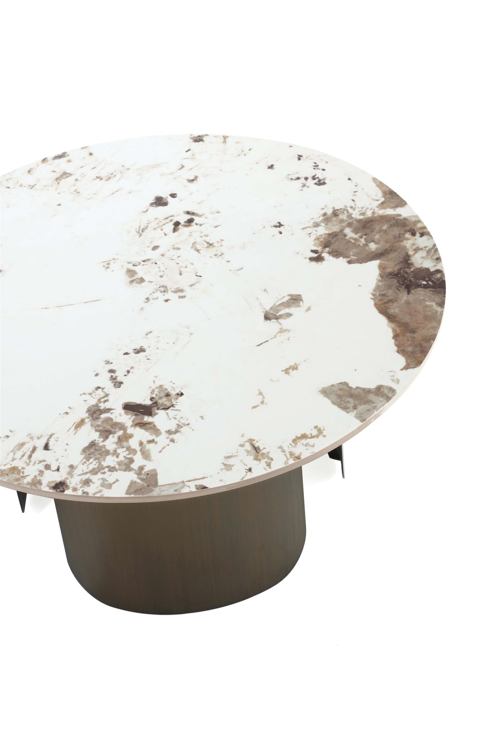 Monica 2-Piece Round End Table & Coffee Table Set with Durable Sintered Stone Top & Stainless Steel Base - Modern Gold Living Room Furniture for Home Decor | Perfect for Lounge, Family Room & Apartment