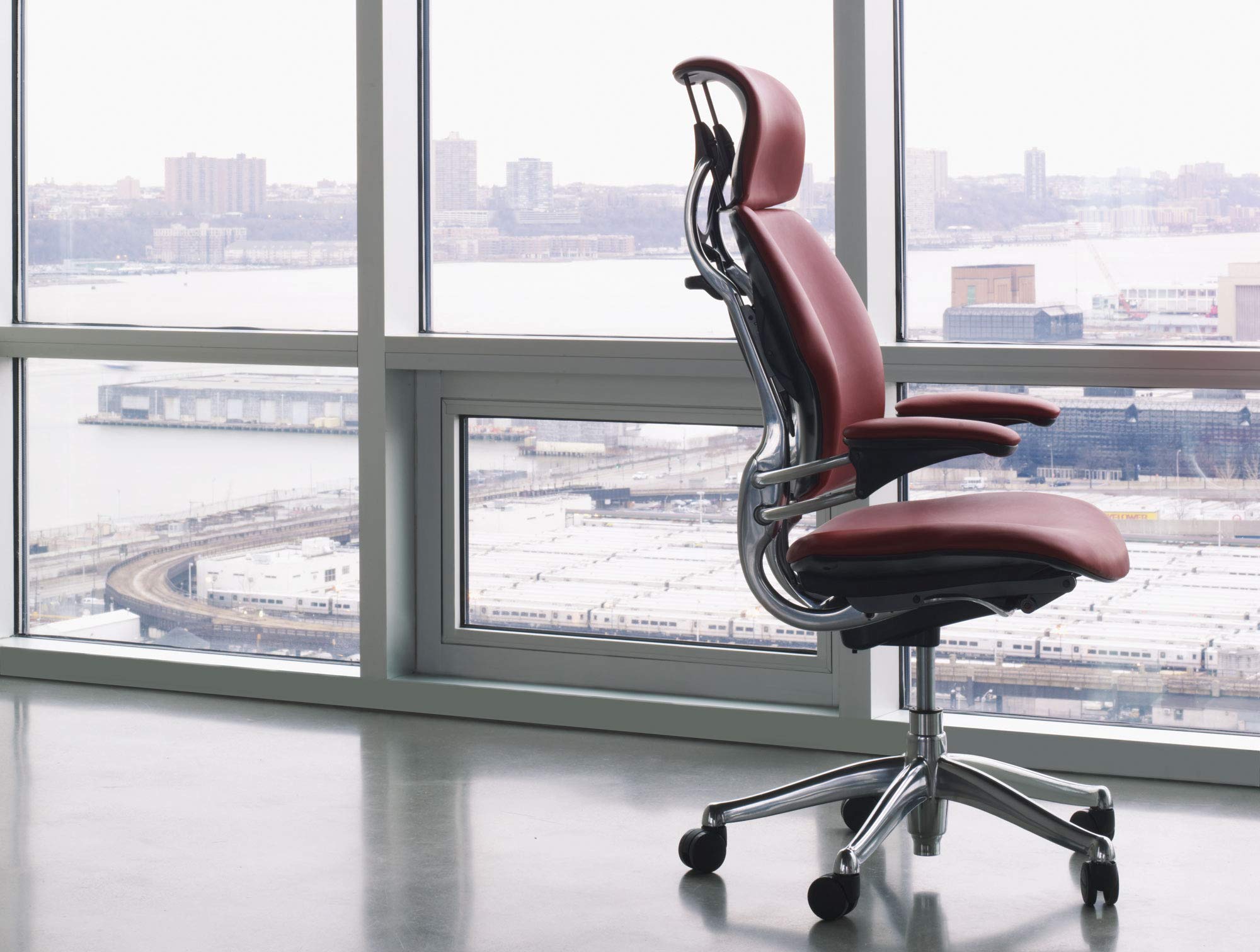 Humanscale Freedom Ergonomic Office Chair with Headrest - Adjustable Arms & Wheels for Carpet - Perfect for Home & Office Workspaces