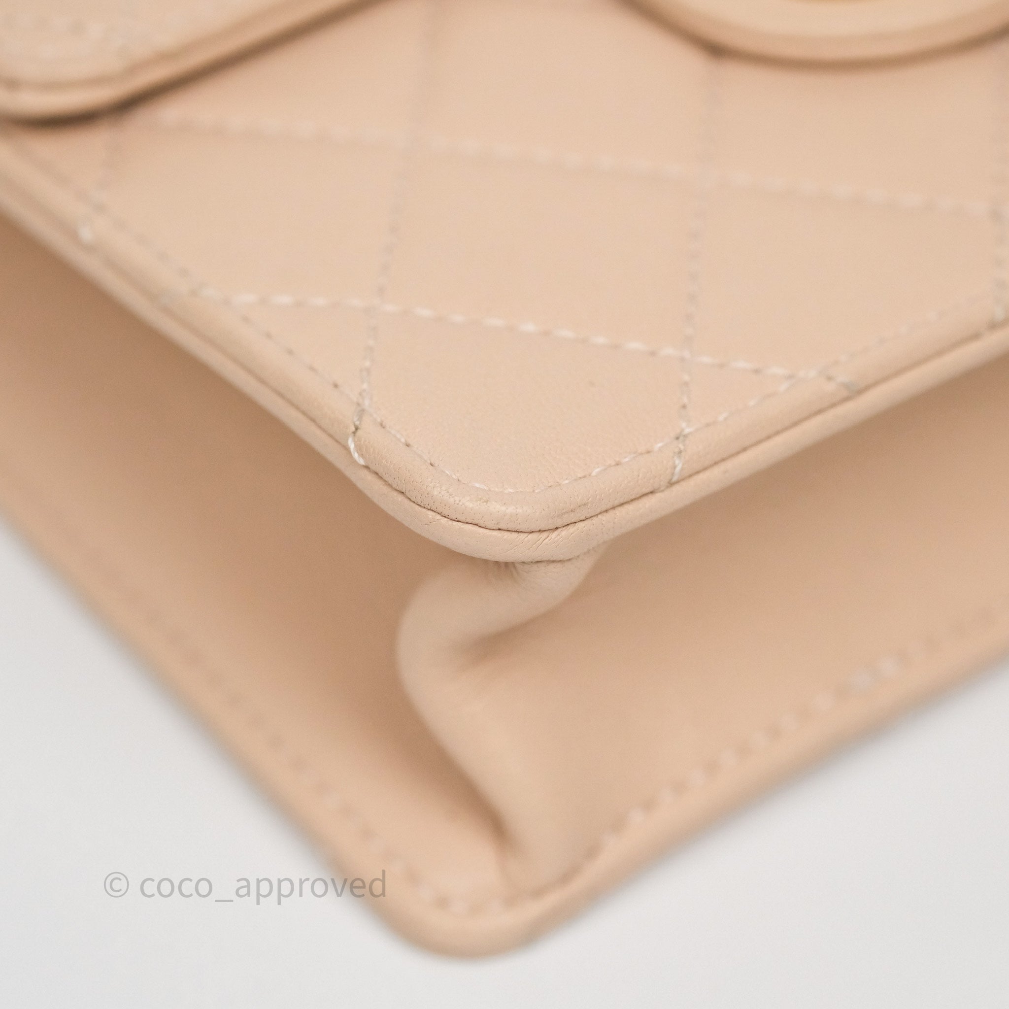 Chanel Classic Flap Bag Quilted Beige Pink Goatskin Leather with Pearl & Aged Gold Hardware - Luxury Crossbody Purse for Women, Perfect for Date Night & Special Occasions