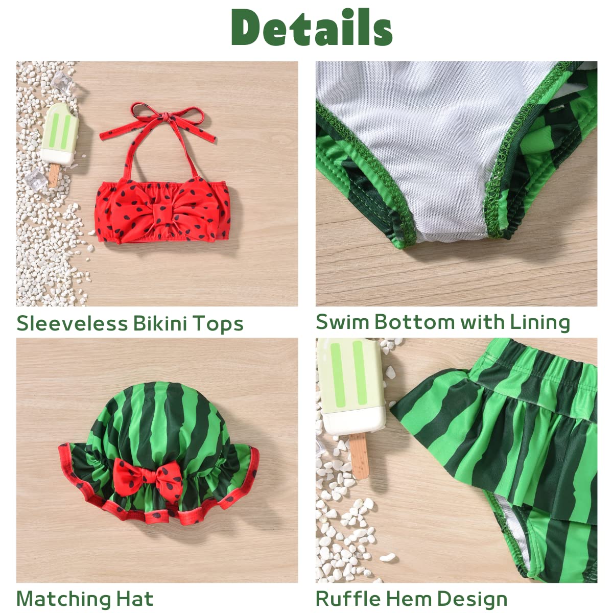Aalizzwell Baby Girl 2-Piece Bikini Swimsuit with Sun Hat - Cute Toddler Swimwear Set for Beach, Pool & Summer Vacation