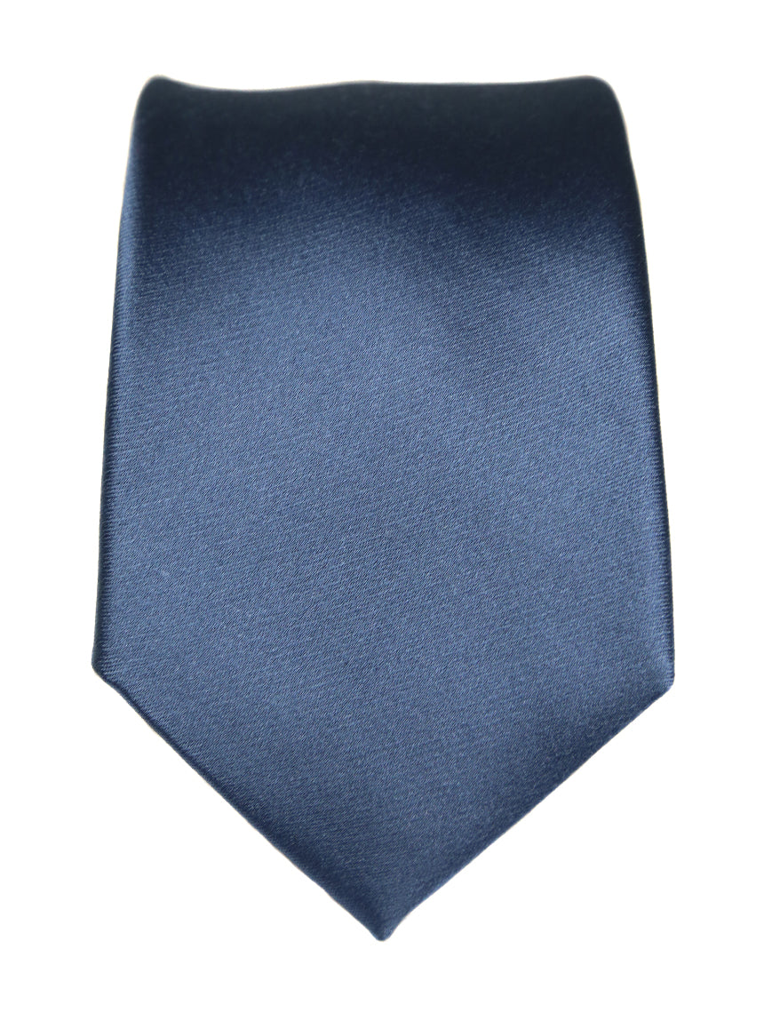 DÉCLIC Classic Plain Tie for Men - Slate Gray Necktie for Business, Wedding & Formal Events - Premium Silk Tie for Office & Special Occasions