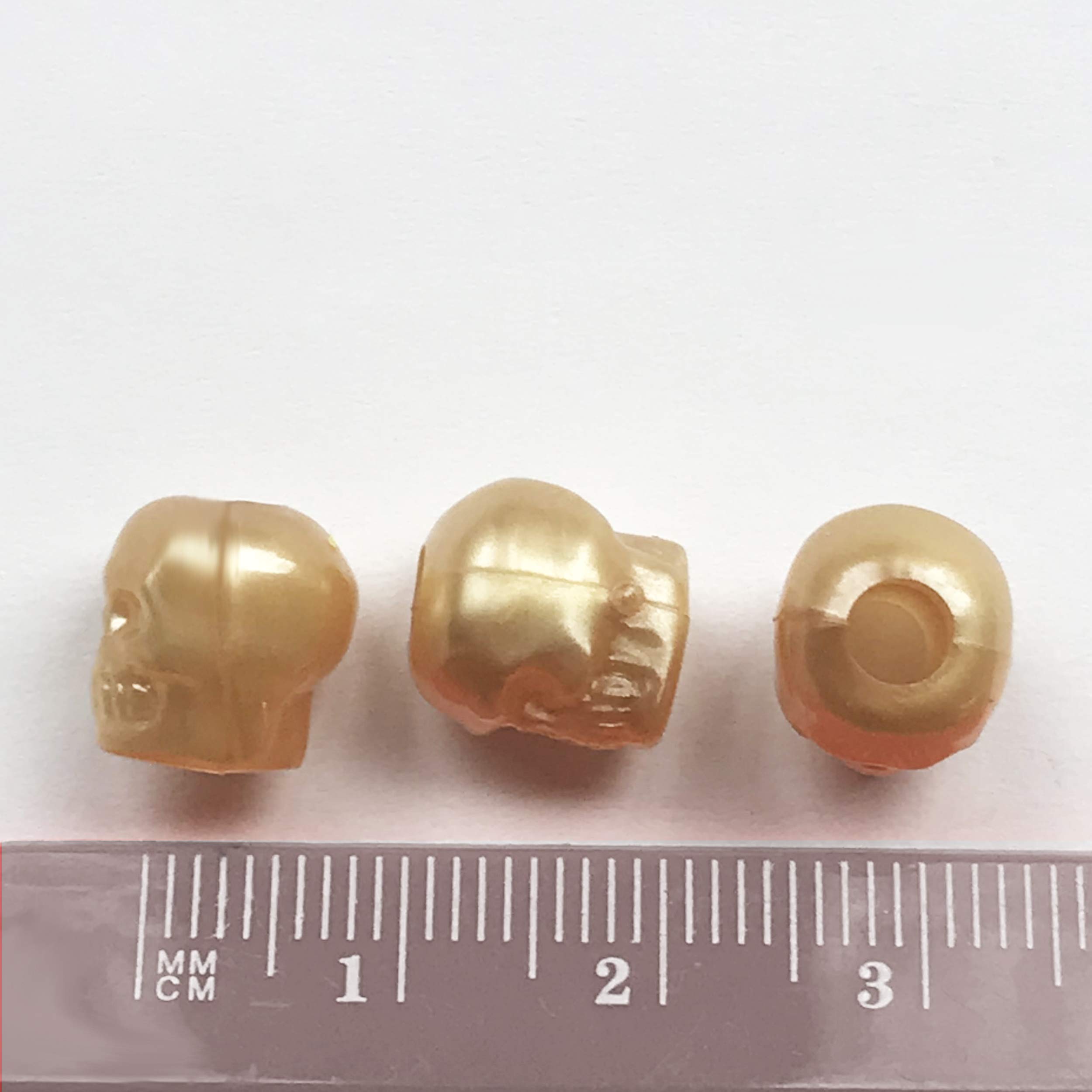 Premium Skull Beads with Pearl & Gold Finish - Large Hole Pony Beads for Jewelry Making - Made in USA - Perfect for DIY Bracelets, Necklaces & Craft Projects