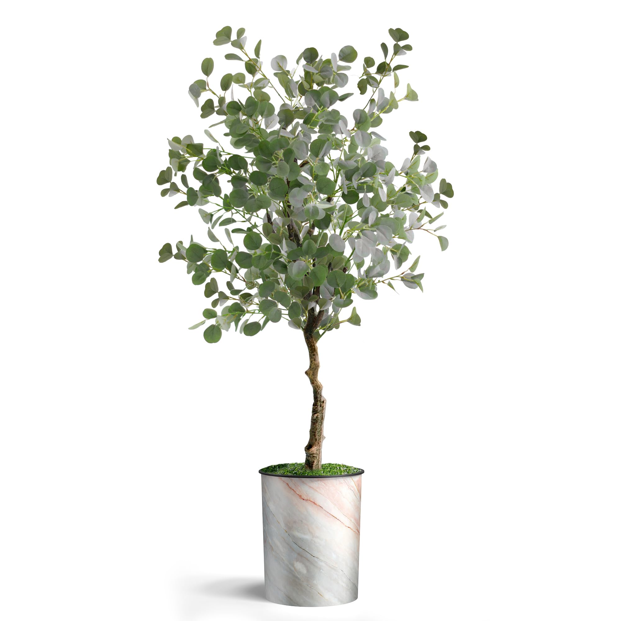 Modern Granite Effect Planter with Artificial Eucalyptus Silk Tree - 57