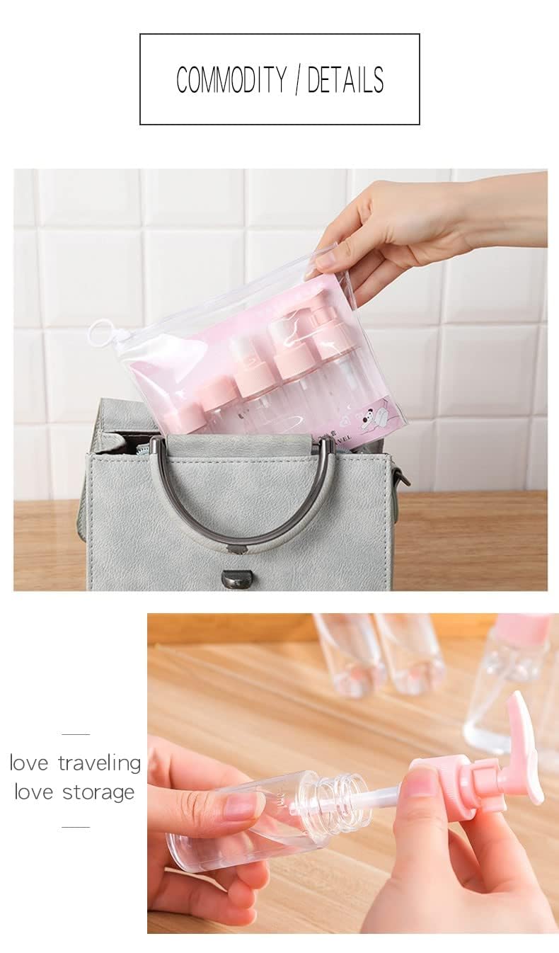 Leak Proof Travel Spray Bottles Set - 4 Pack Refillable Empty Toiletry Containers for Lotion, Body Wash & Cosmetics | Portable Cosmetic Sprayers Kit for Gym, Travel & Home Use (Pink)
