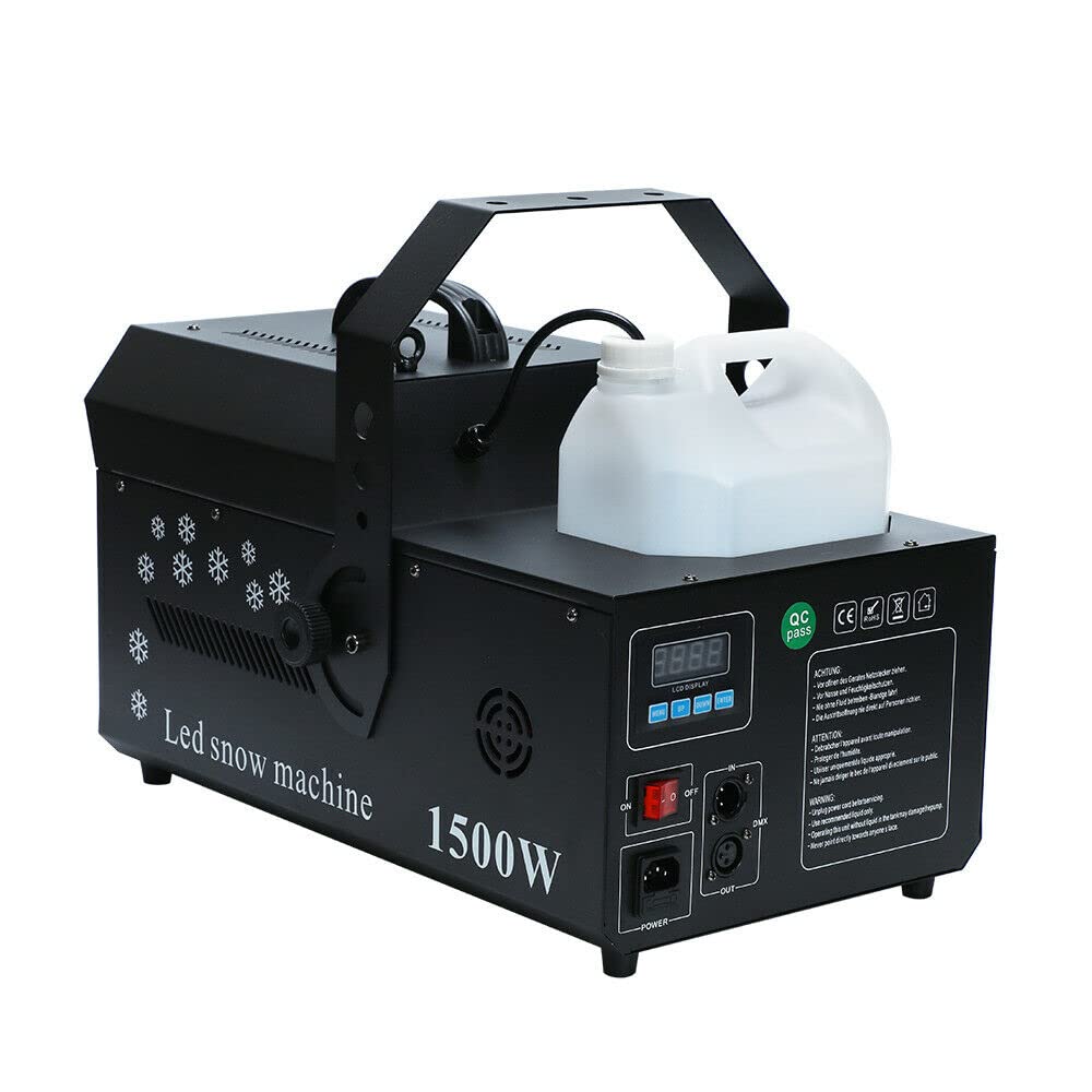 1500W LED Snow Machine with LCD Display & Remote Control - High Power Artificial Snow Maker for Outdoor Christmas, Wedding, Party & Stage Effects