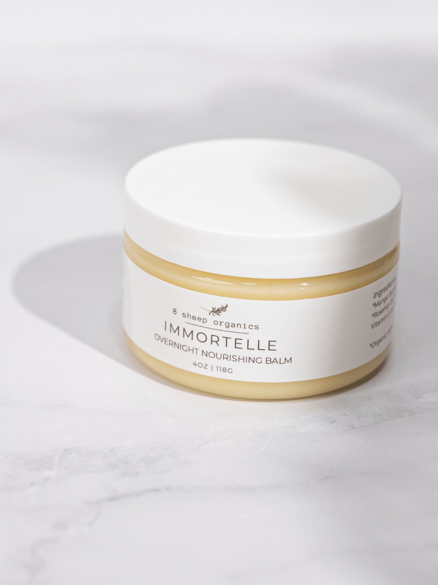 8 Sheep Organics Immortelle Overnight Nourishing Balm - Organic Night Cream for Dry Skin, Anti-Aging Face Moisturizer - Perfect for Nighttime Skincare Routine & Travel Essentials